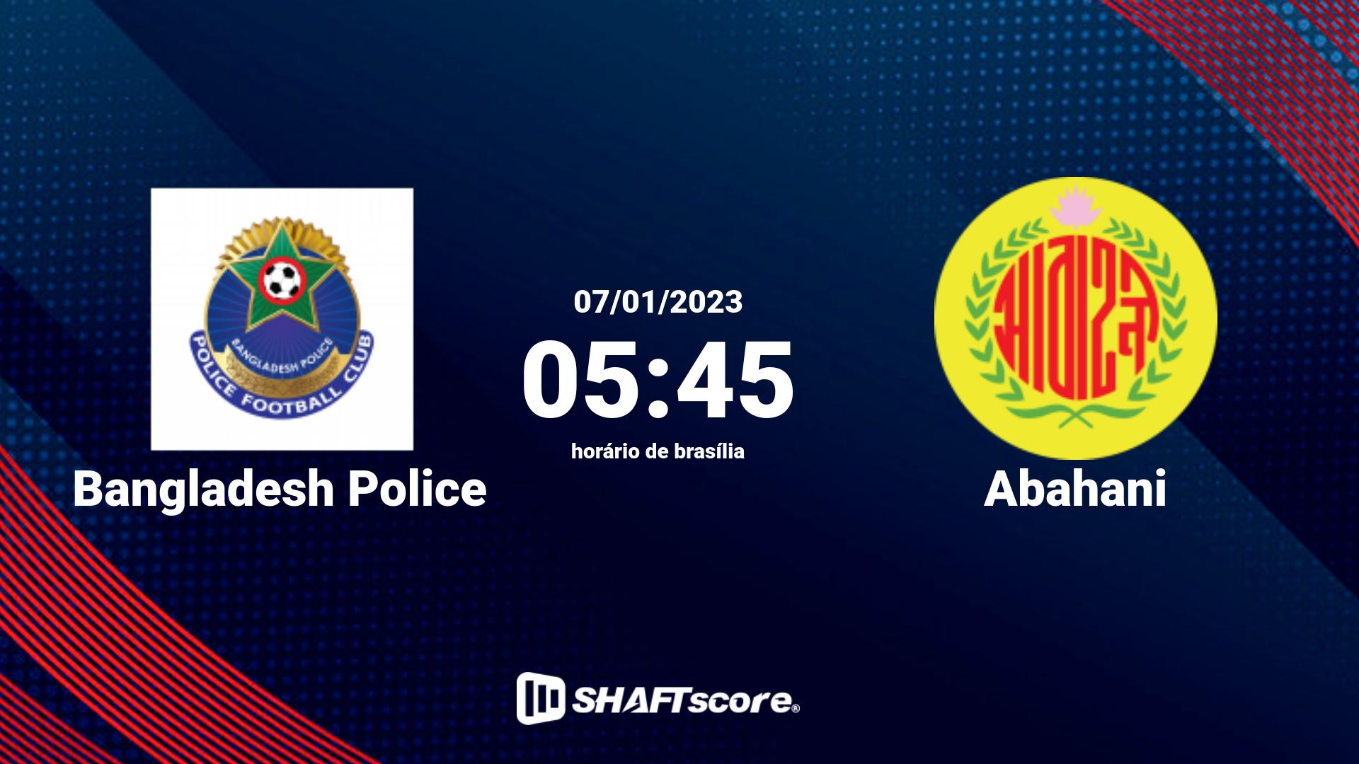 Estatísticas do jogo Bangladesh Police vs Abahani 07.01 05:45