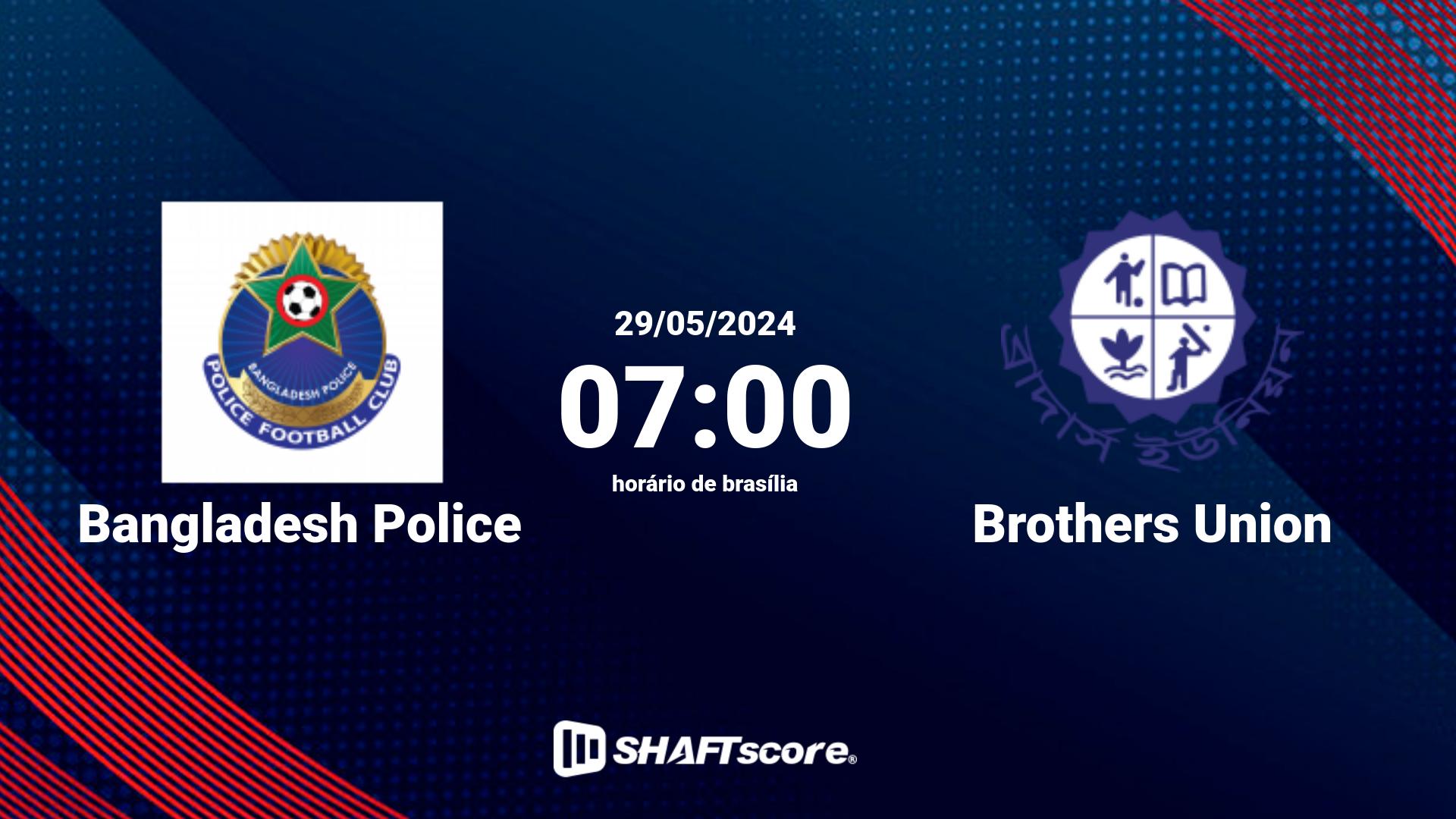 Estatísticas do jogo Bangladesh Police vs Brothers Union 29.05 07:00