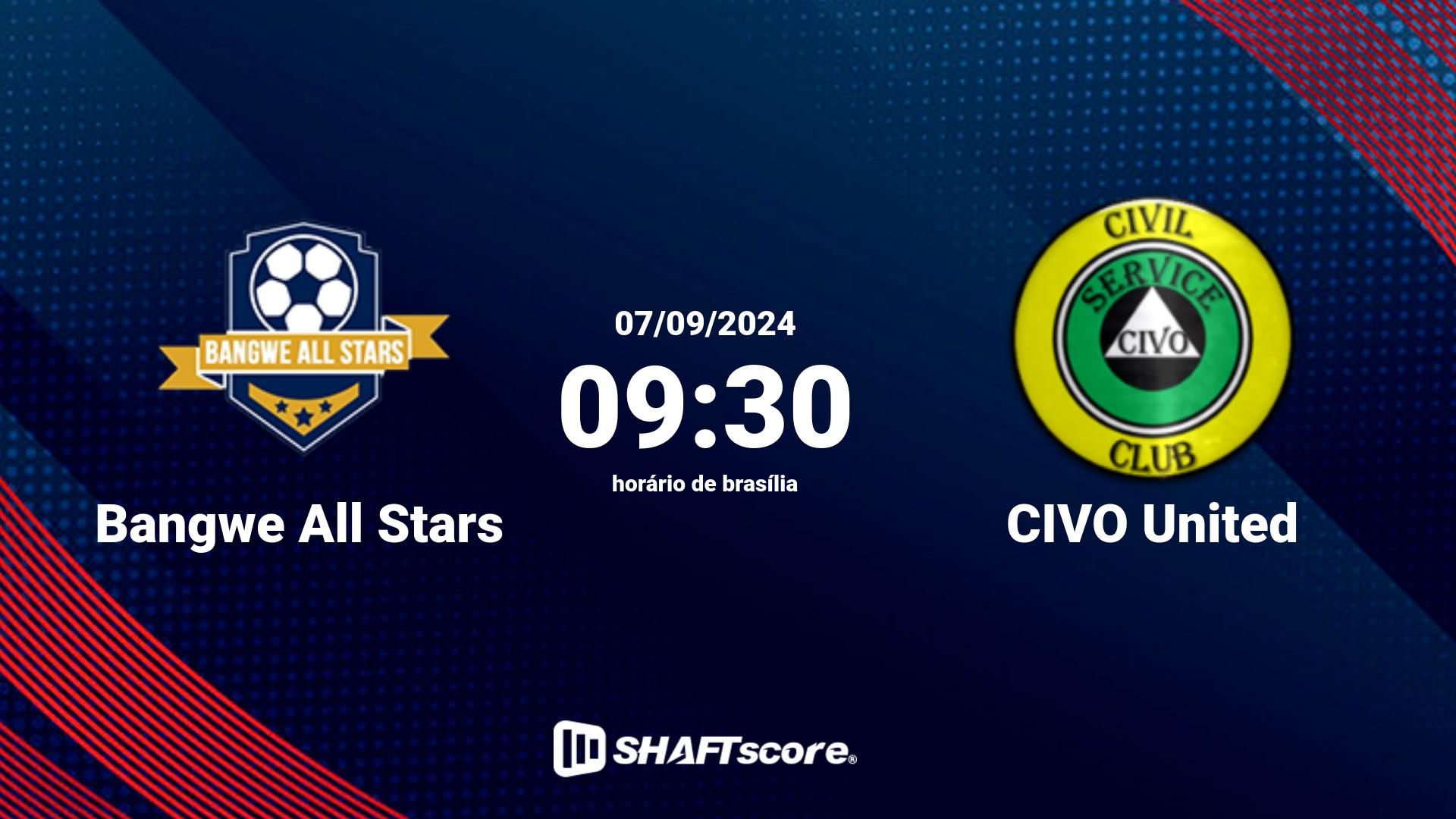 Estatísticas do jogo Bangwe All Stars vs CIVO United 07.09 09:30