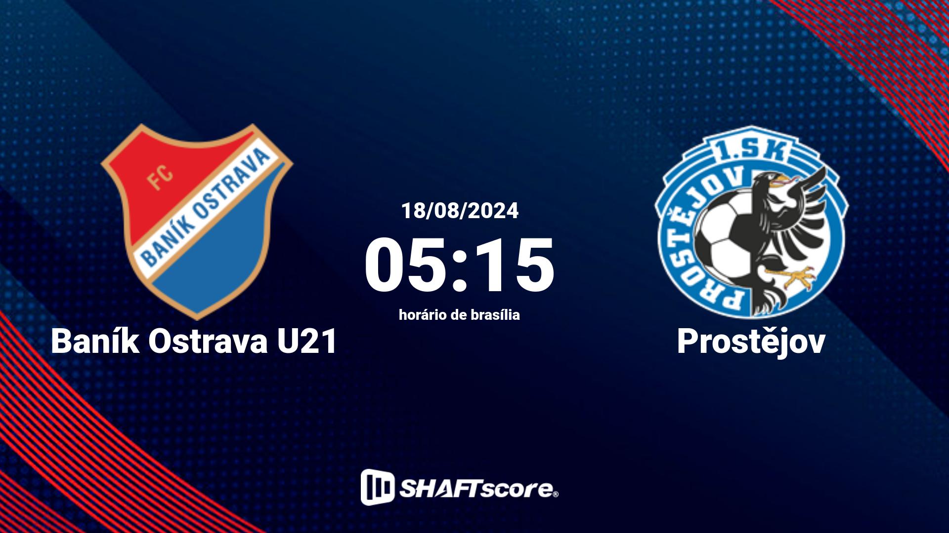 Estatísticas do jogo Baník Ostrava U21 vs Prostějov 18.08 05:15