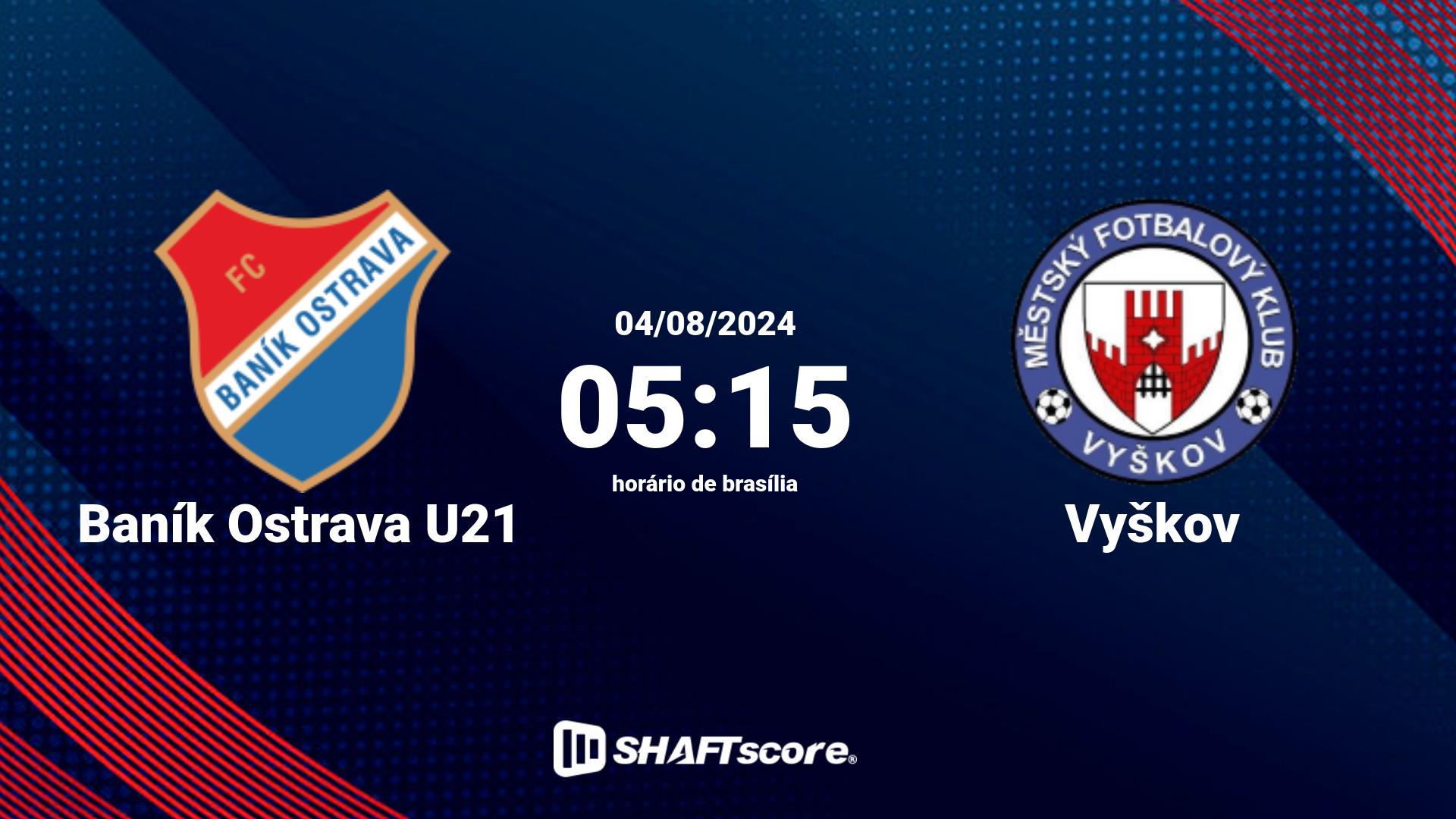 Estatísticas do jogo Baník Ostrava U21 vs Vyškov 04.08 05:15