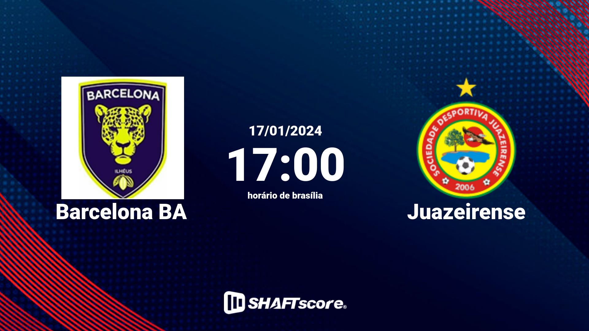 Estatísticas do jogo Barcelona BA vs Juazeirense 17.01 17:00