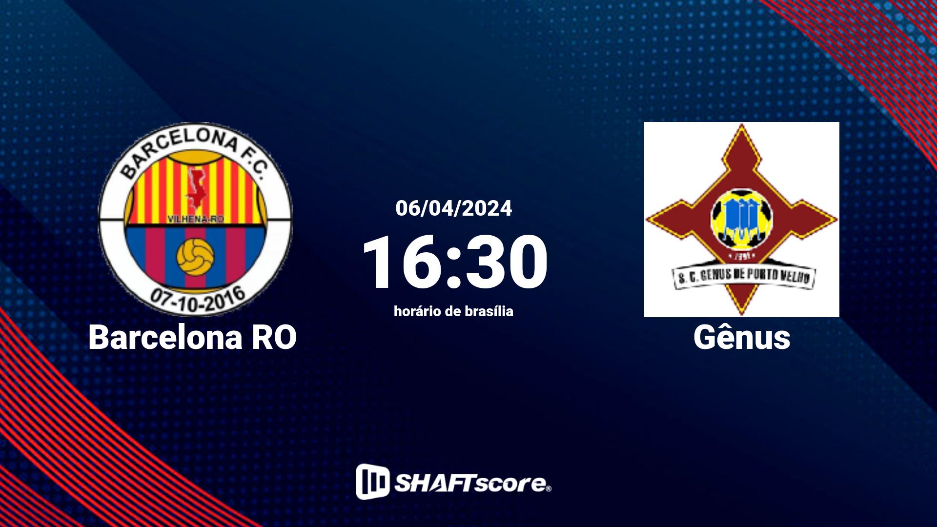 Estatísticas do jogo Barcelona RO vs Gênus 06.04 16:30