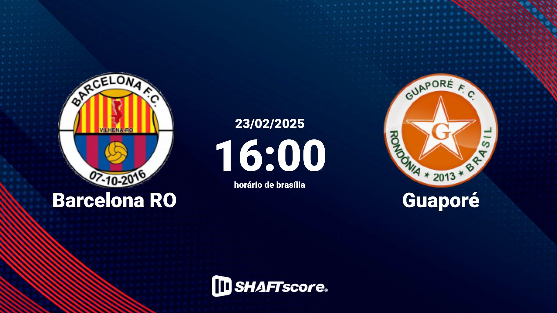 Estatísticas do jogo Barcelona RO vs Guaporé 23.02 16:00