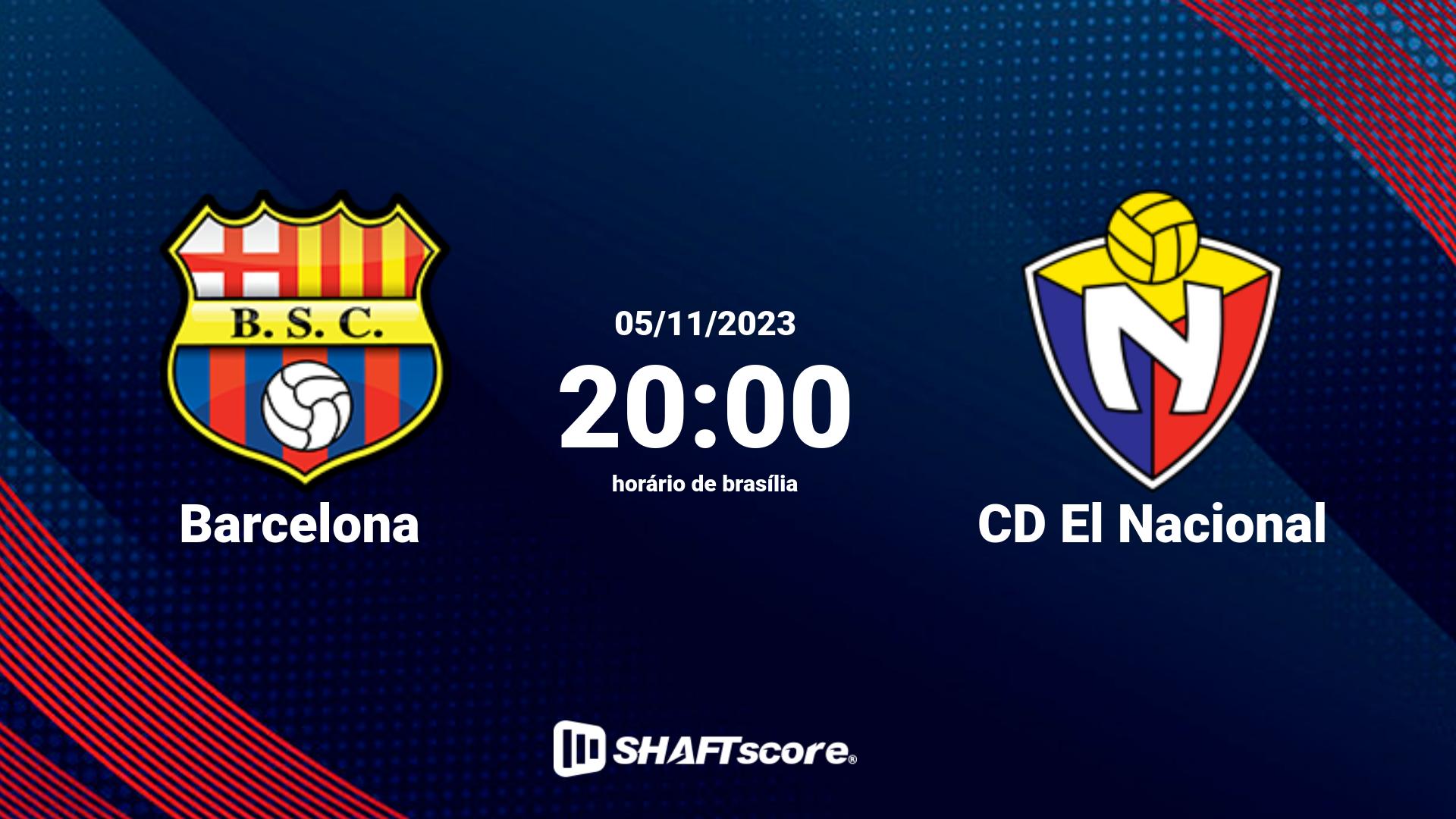 Estatísticas do jogo Barcelona vs CD El Nacional 05.11 20:00