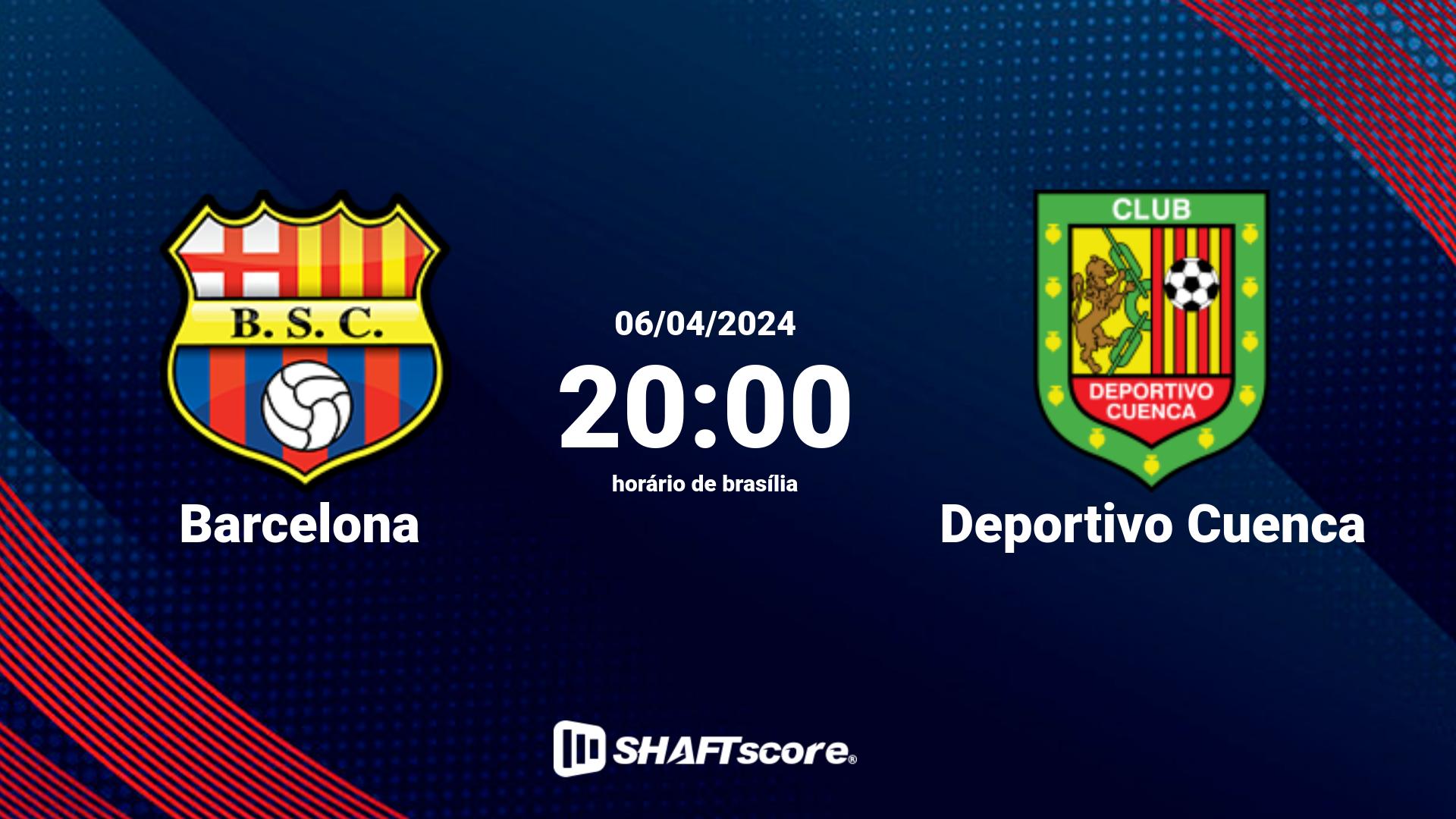 Estatísticas do jogo Barcelona vs Deportivo Cuenca 06.04 20:00