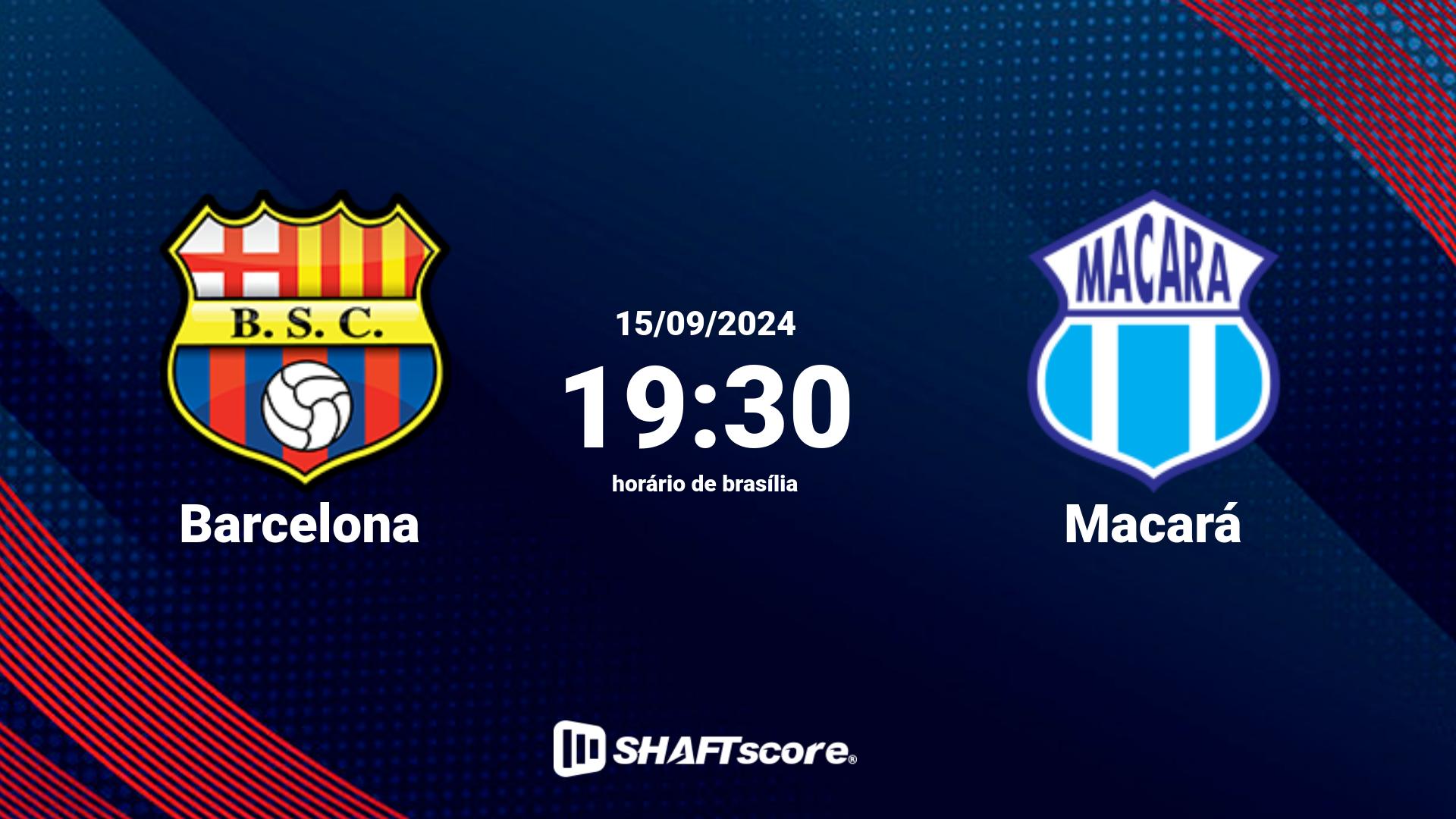 Estatísticas do jogo Barcelona vs Macará 15.09 19:30