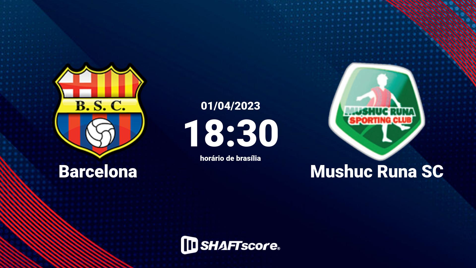 Estatísticas do jogo Barcelona vs Mushuc Runa SC 01.04 18:30