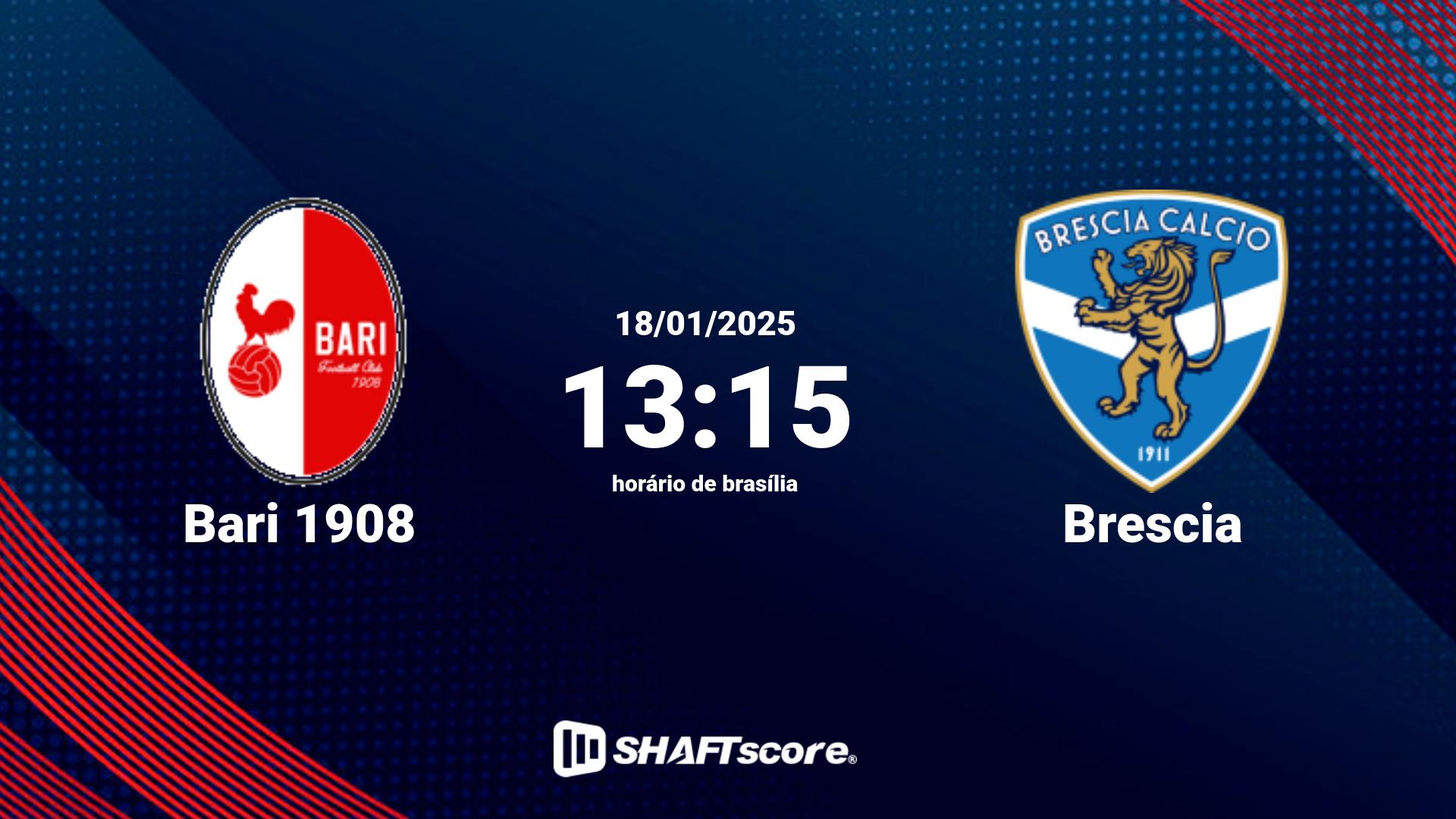 Estatísticas do jogo Bari 1908 vs Brescia 18.01 13:15