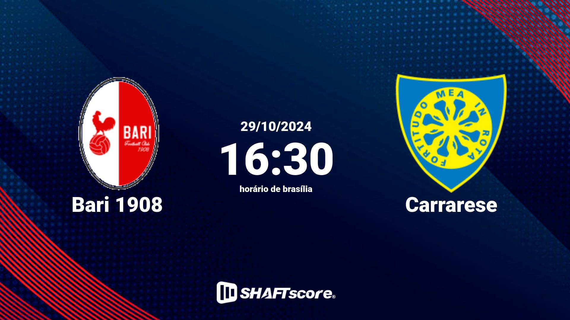 Estatísticas do jogo Bari 1908 vs Carrarese 29.10 16:30