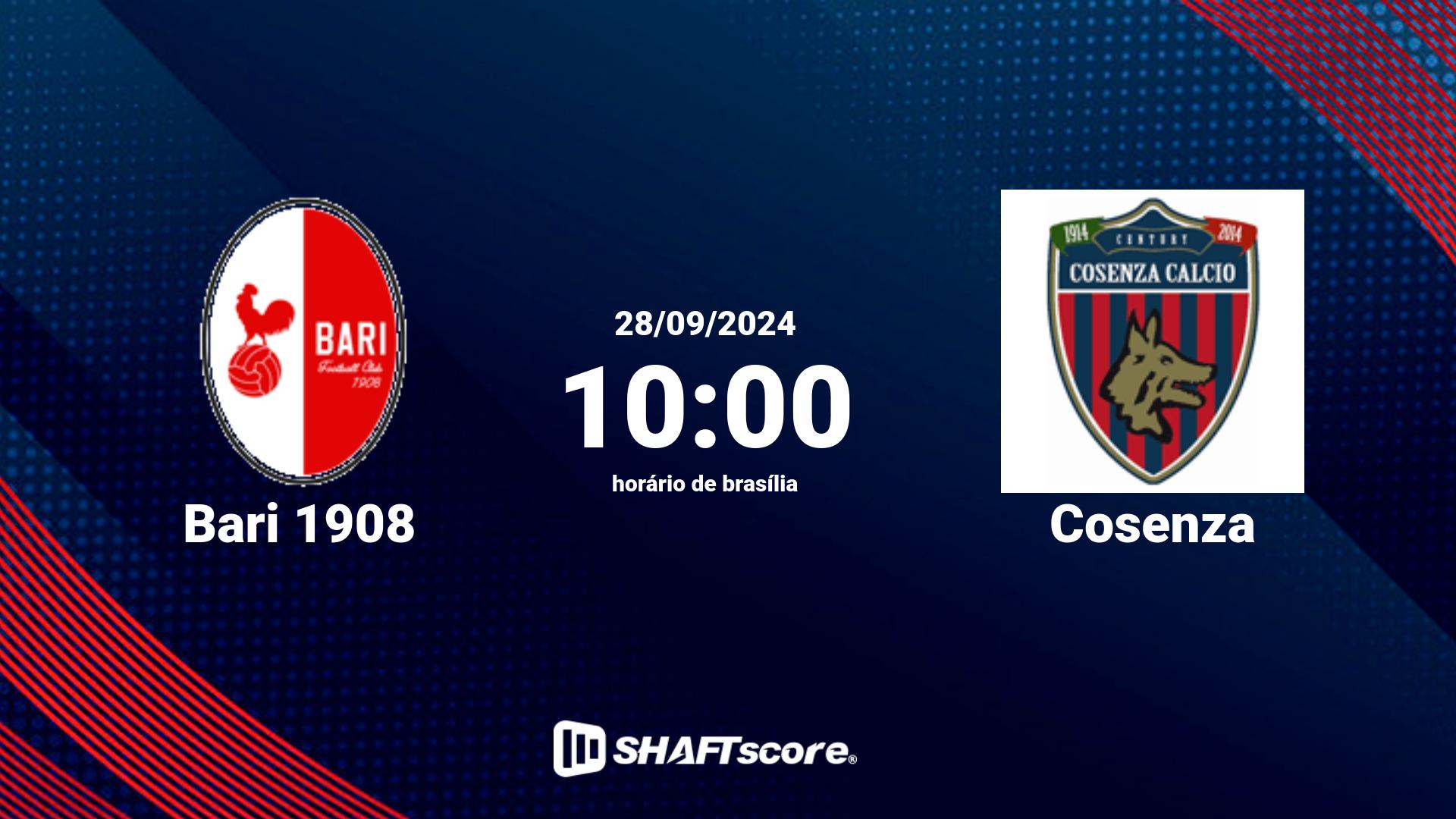 Estatísticas do jogo Bari 1908 vs Cosenza 28.09 10:00