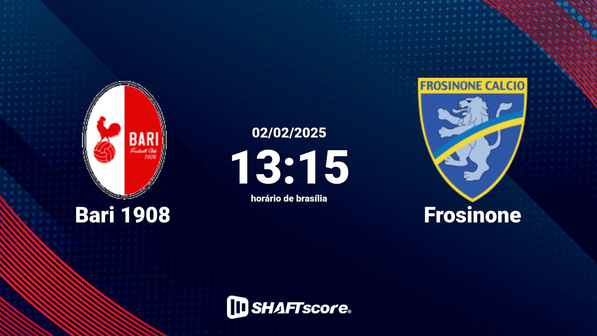 Estatísticas do jogo Bari 1908 vs Frosinone 02.02 13:15