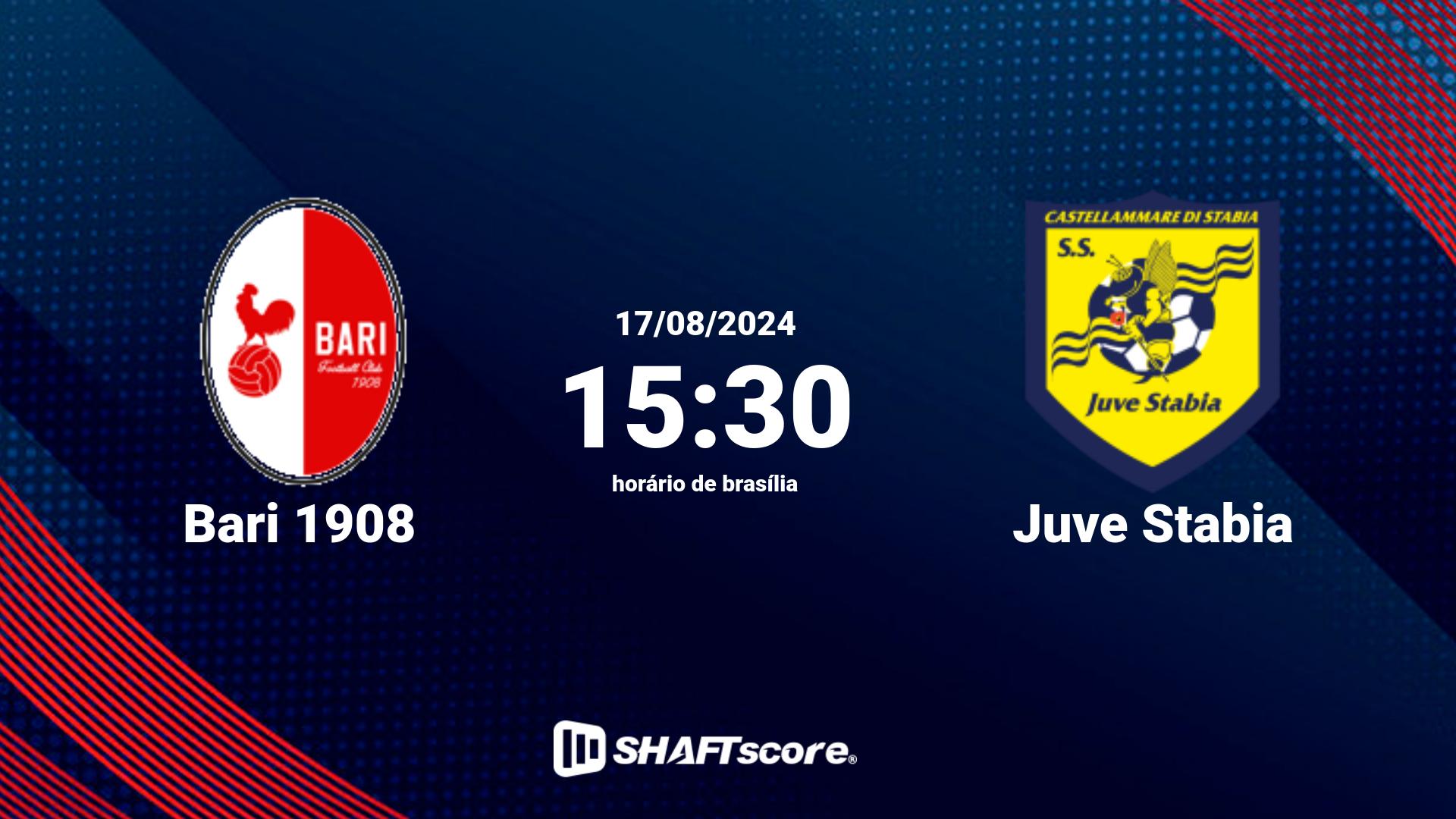 Estatísticas do jogo Bari 1908 vs Juve Stabia 17.08 15:30