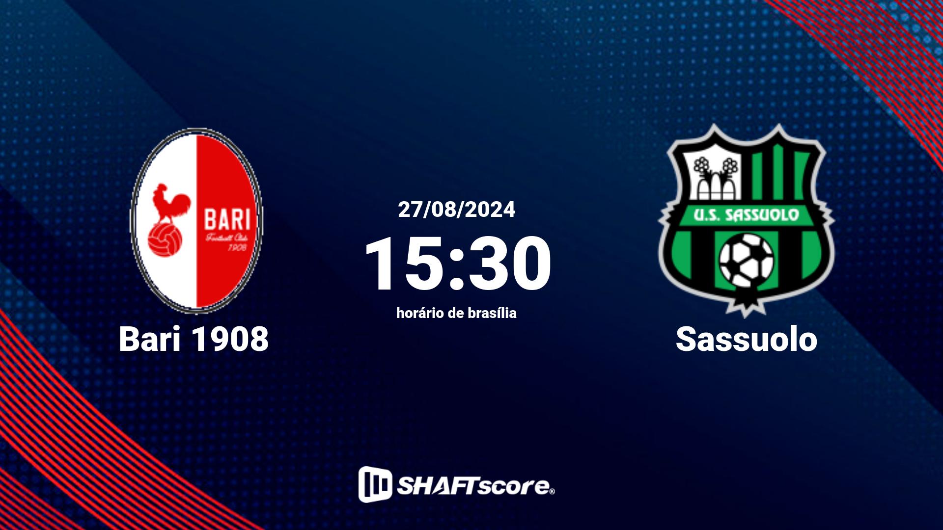 Estatísticas do jogo Bari 1908 vs Sassuolo 27.08 15:30