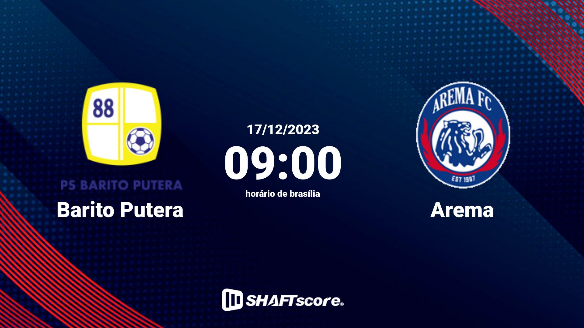 Estatísticas do jogo Barito Putera vs Arema 17.12 09:00