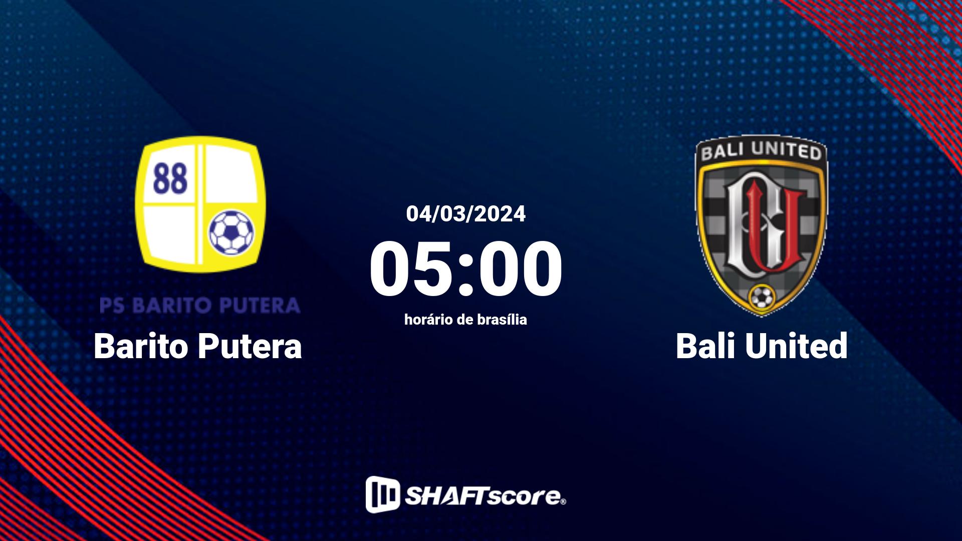 Estatísticas do jogo Barito Putera vs Bali United 04.03 05:00