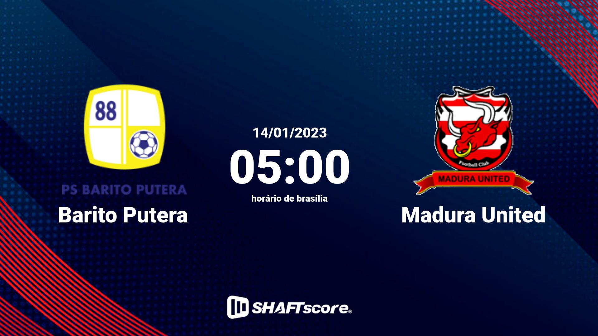 Estatísticas do jogo Barito Putera vs Madura United 14.01 05:00