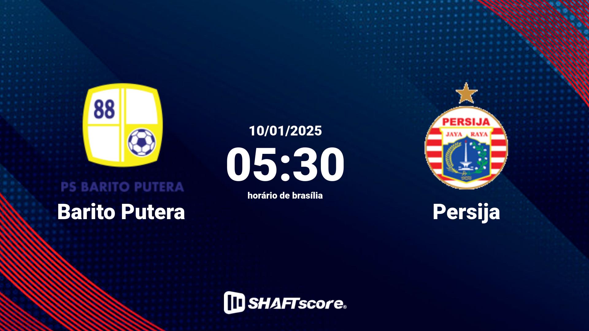 Estatísticas do jogo Barito Putera vs Persija 10.01 05:30