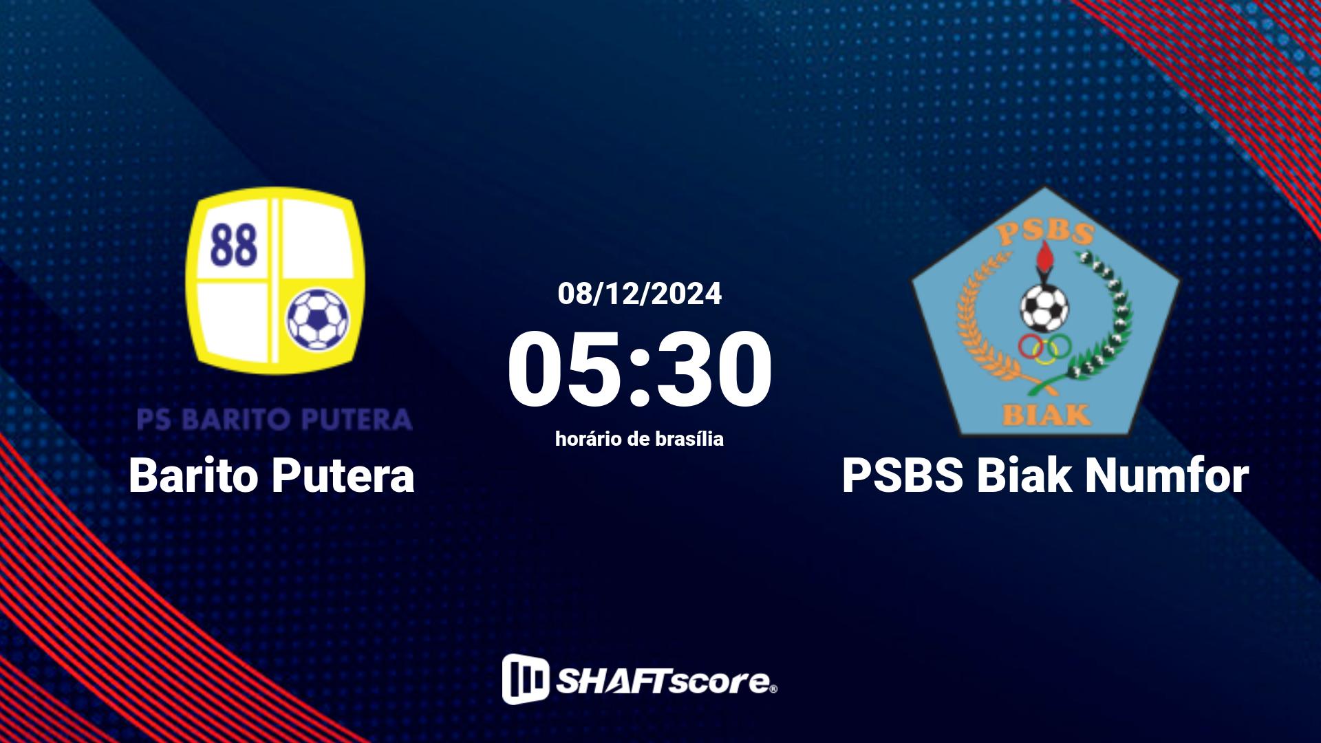 Estatísticas do jogo Barito Putera vs PSBS Biak Numfor 08.12 05:30