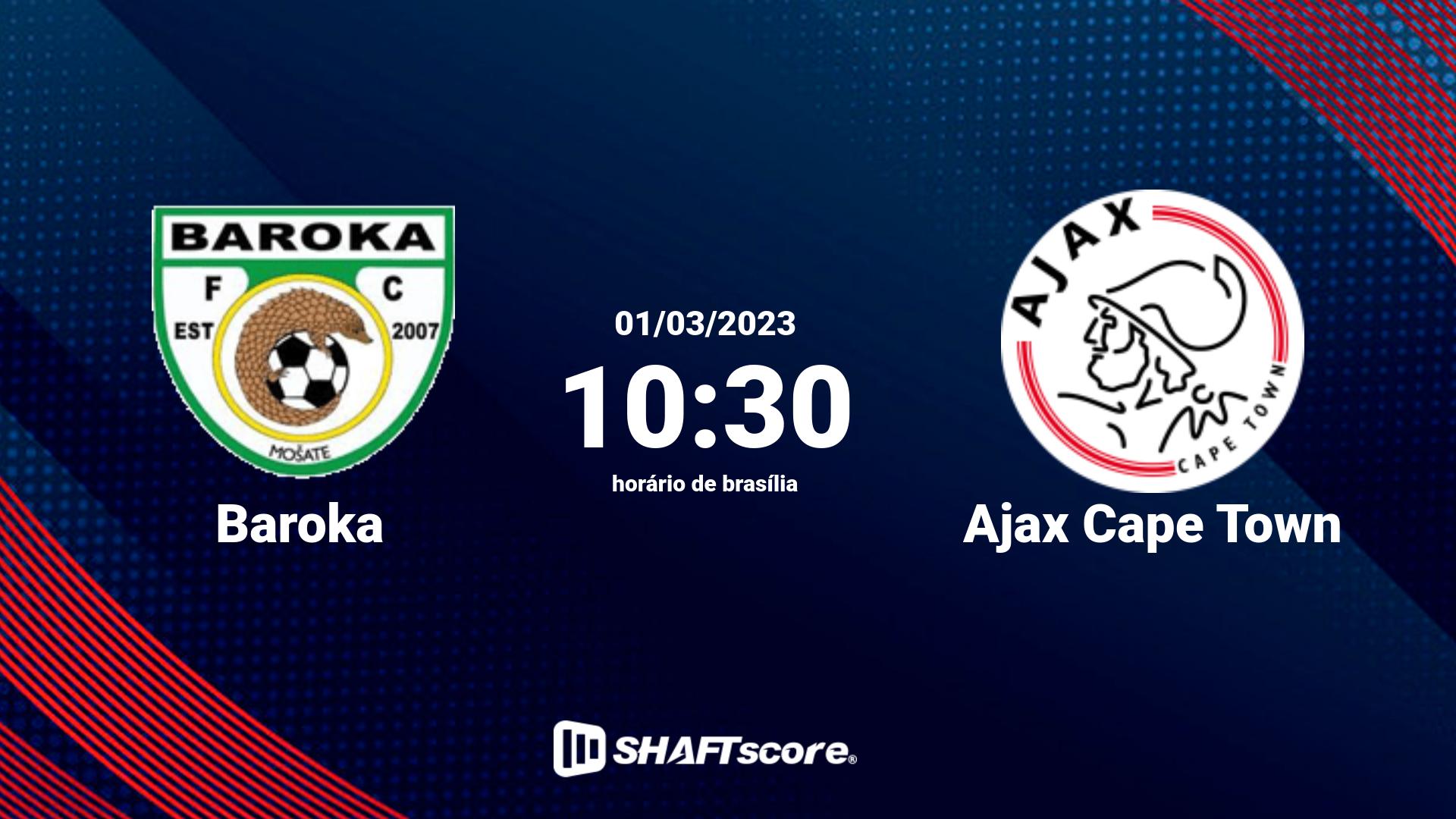 Estatísticas do jogo Baroka vs Ajax Cape Town 01.03 10:30