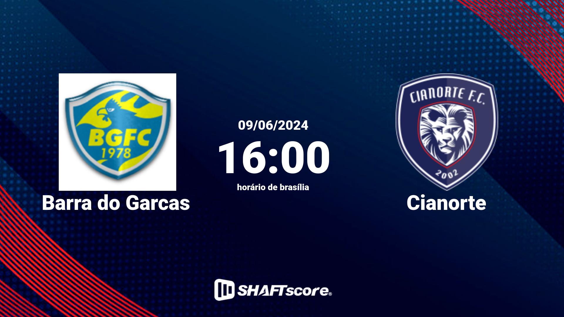 Estatísticas do jogo Barra do Garcas vs Cianorte 09.06 16:00