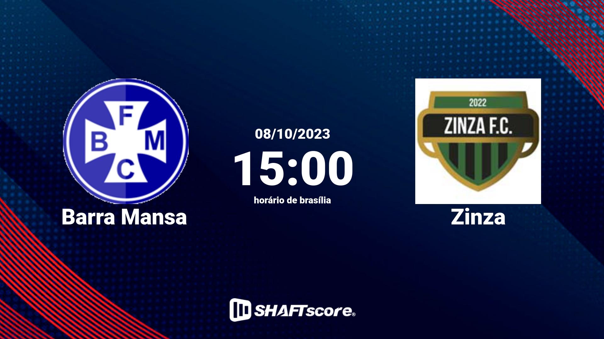 Estatísticas do jogo Barra Mansa vs Zinza 08.10 15:00