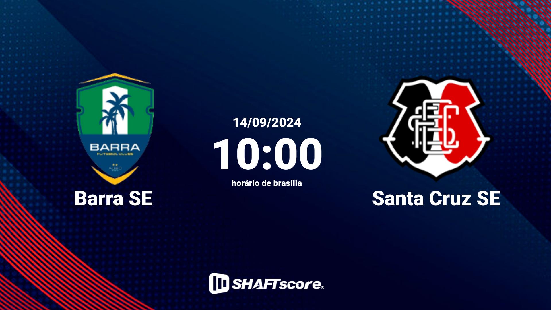 Estatísticas do jogo Barra SE vs Santa Cruz SE 14.09 10:00