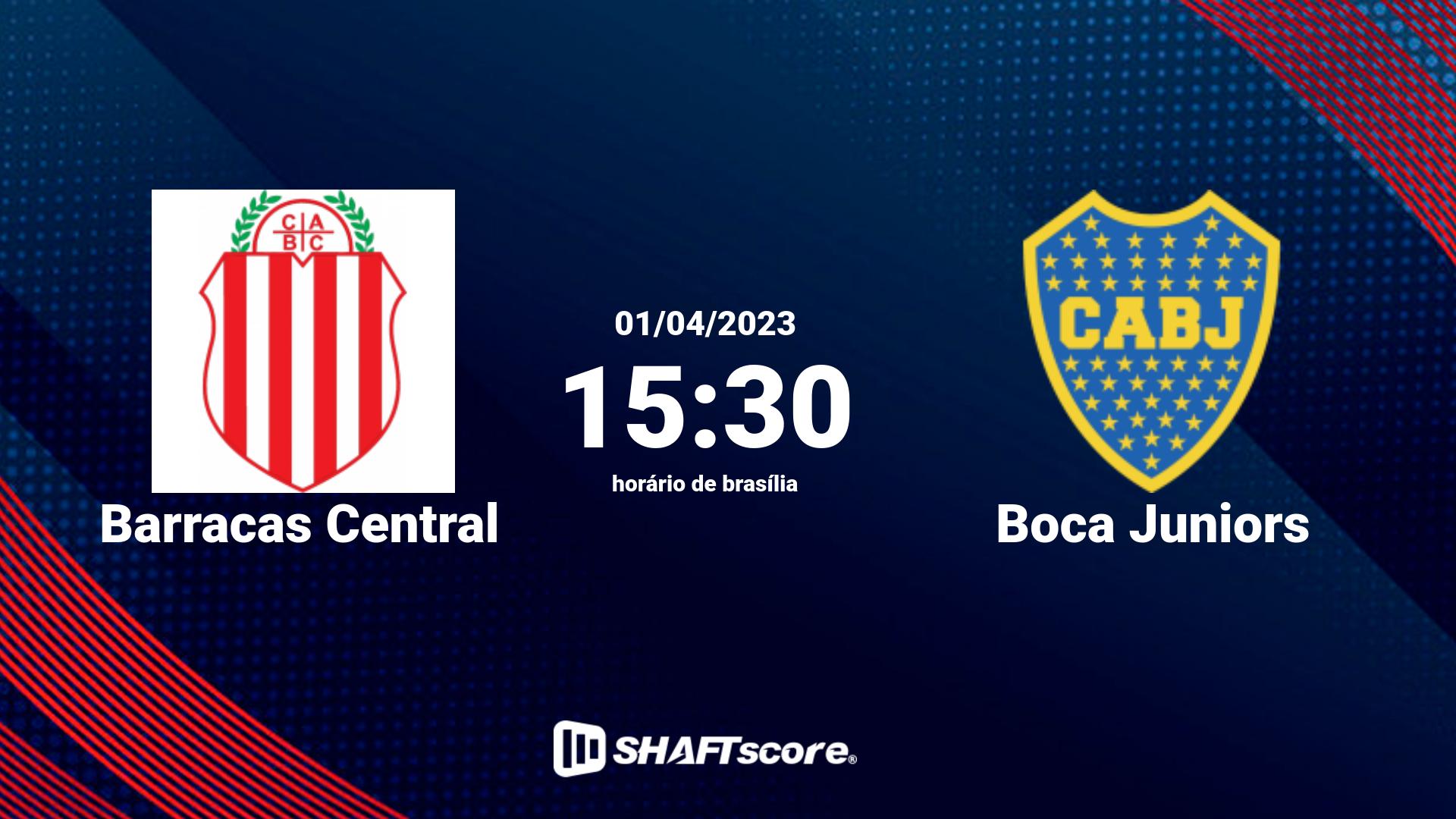 Estatísticas do jogo Barracas Central vs Boca Juniors 01.04 15:30