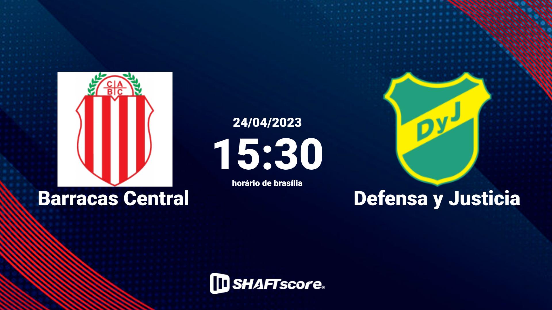 Estatísticas do jogo Barracas Central vs Defensa y Justicia 24.04 15:30