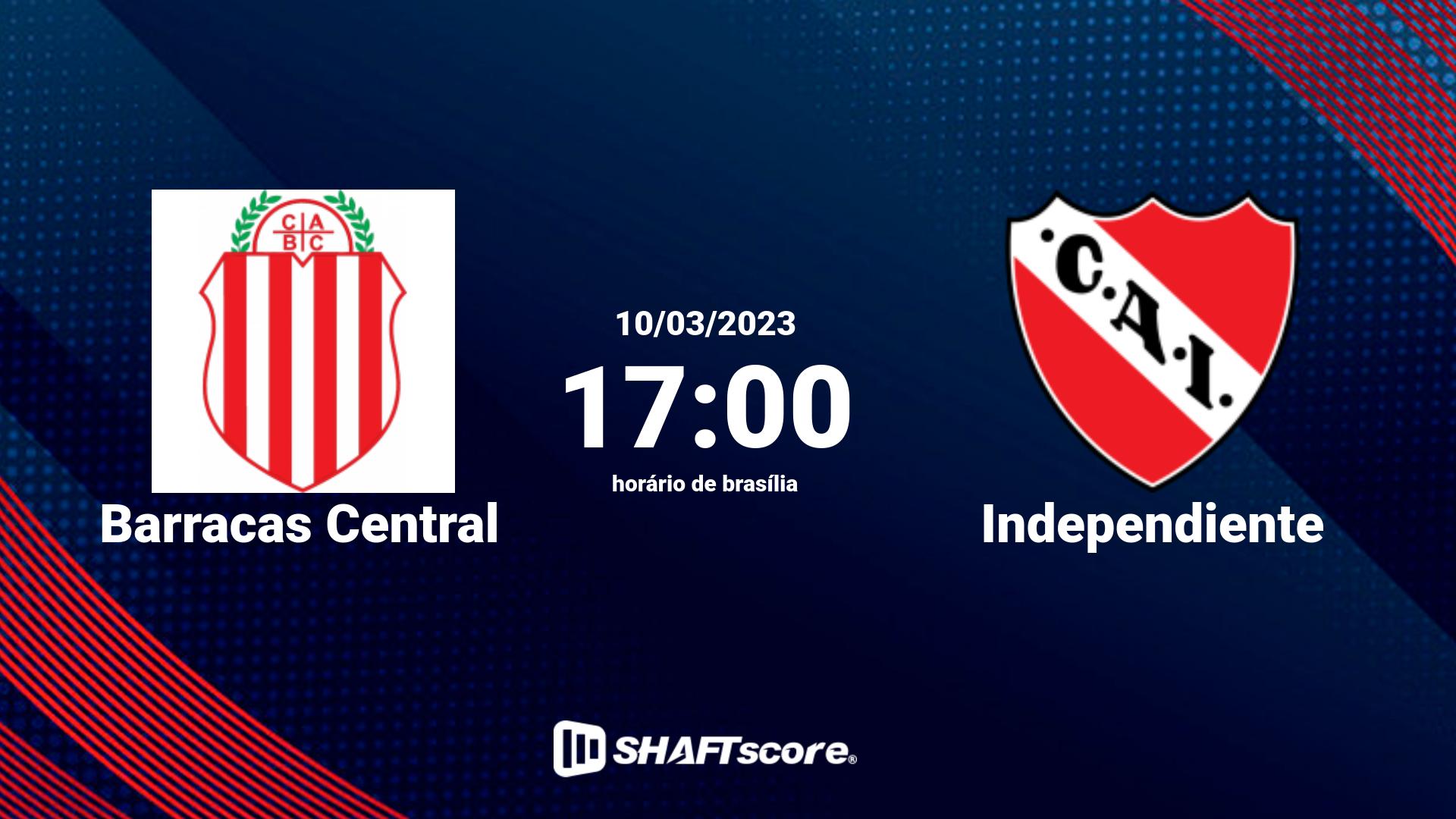 Estatísticas do jogo Barracas Central vs Independiente 10.03 17:00