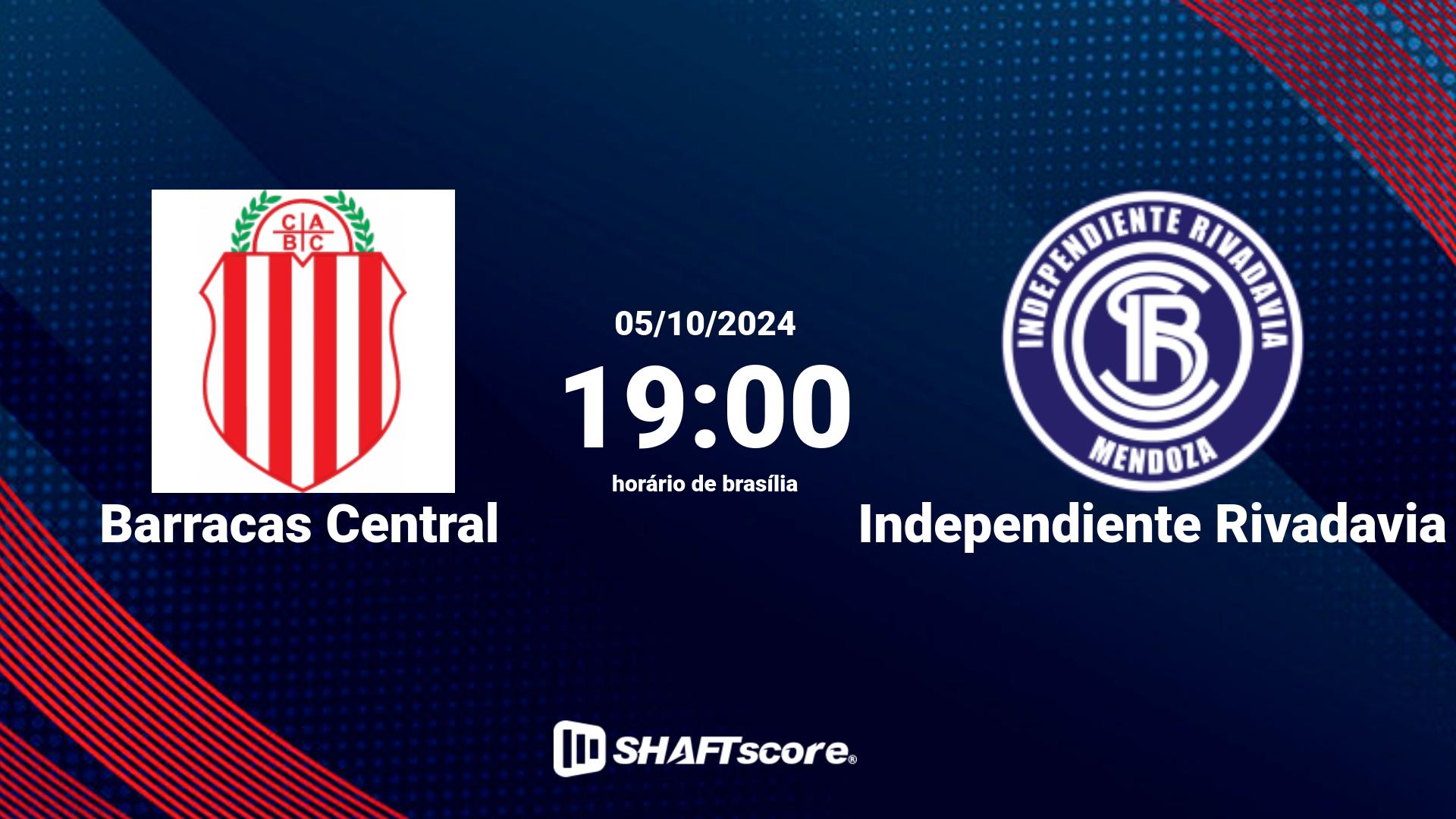 Estatísticas do jogo Barracas Central vs Independiente Rivadavia 05.10 19:00