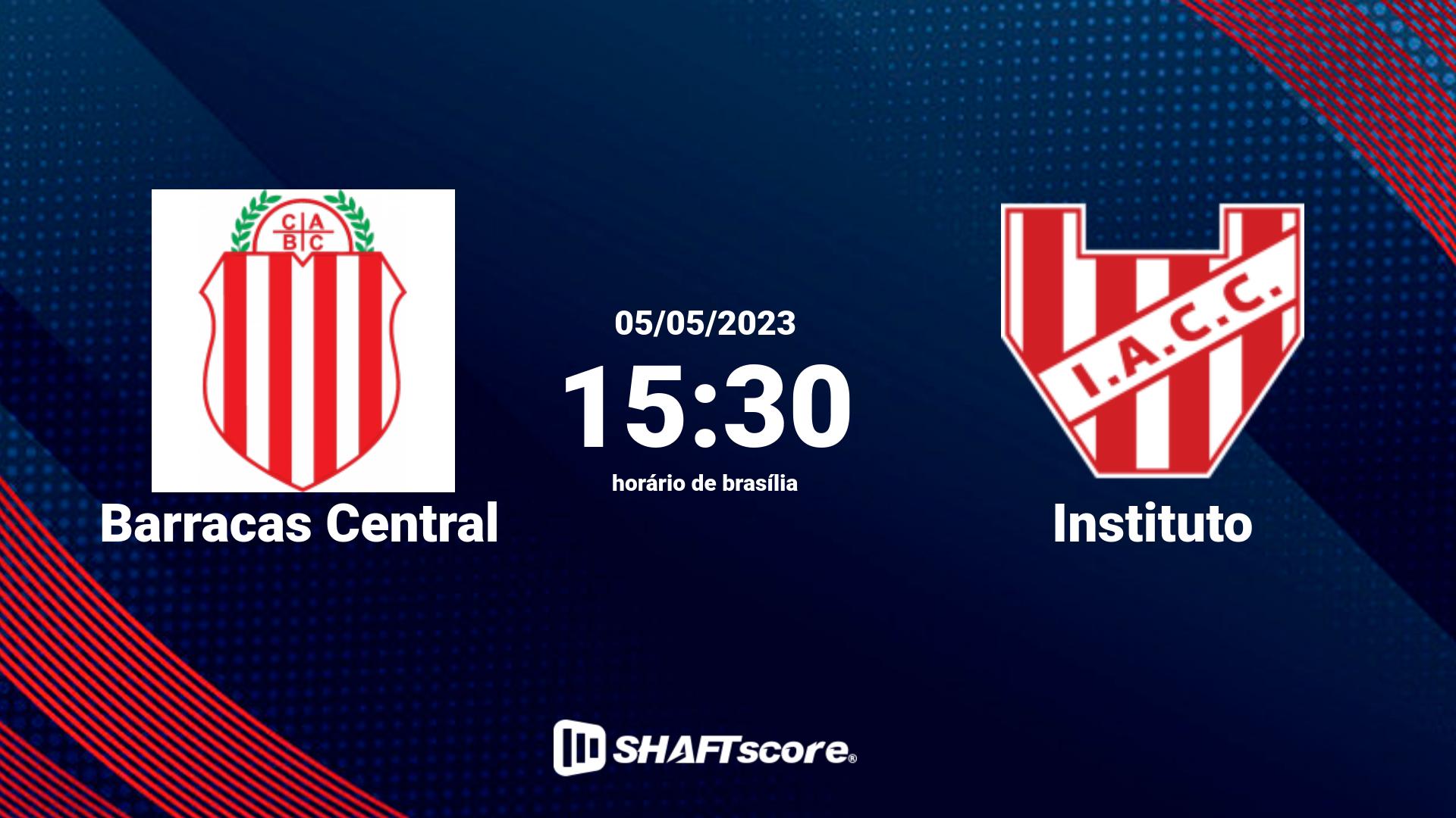 Estatísticas do jogo Barracas Central vs Instituto 05.05 15:30