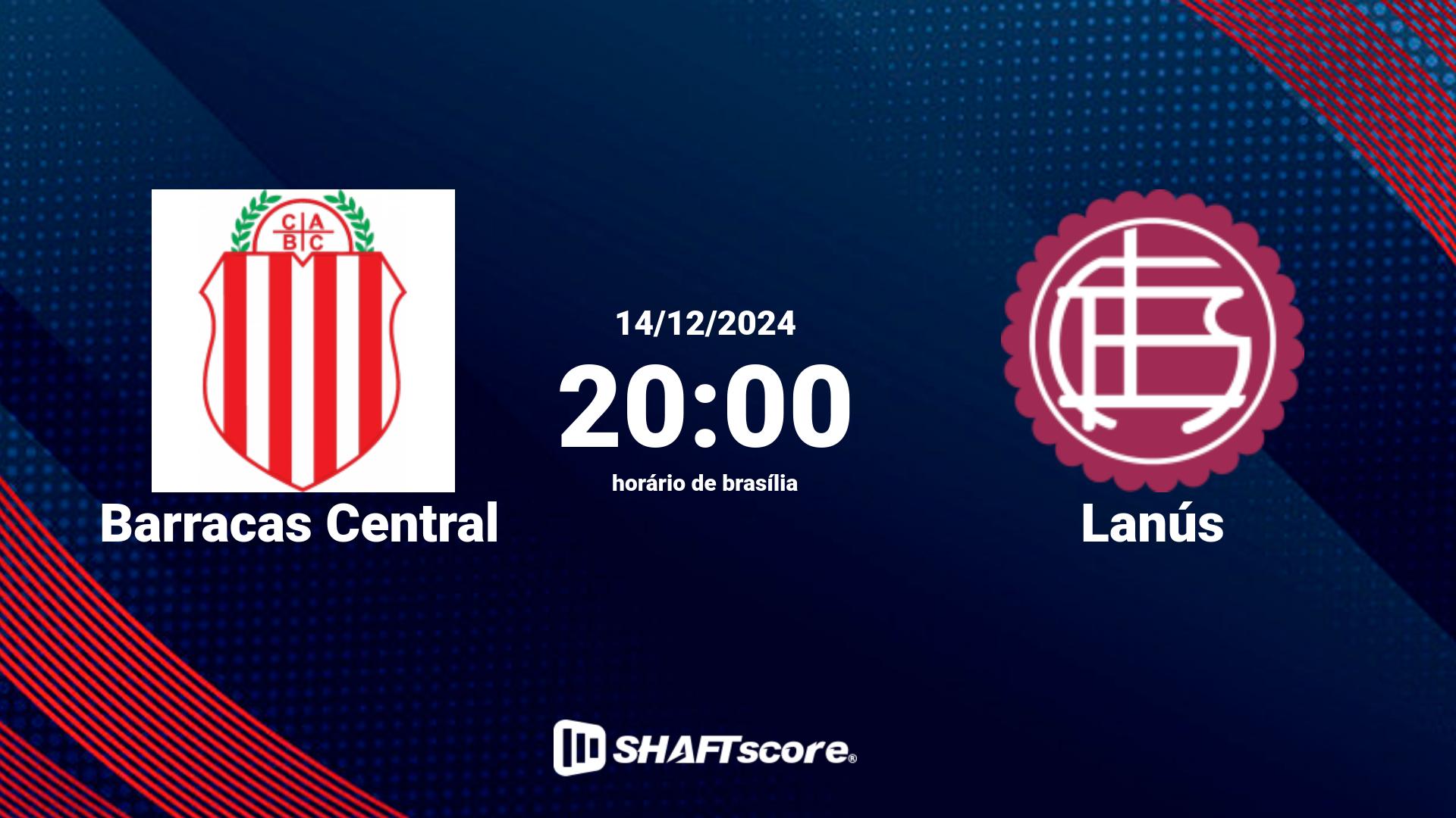 Estatísticas do jogo Barracas Central vs Lanús 14.12 20:00