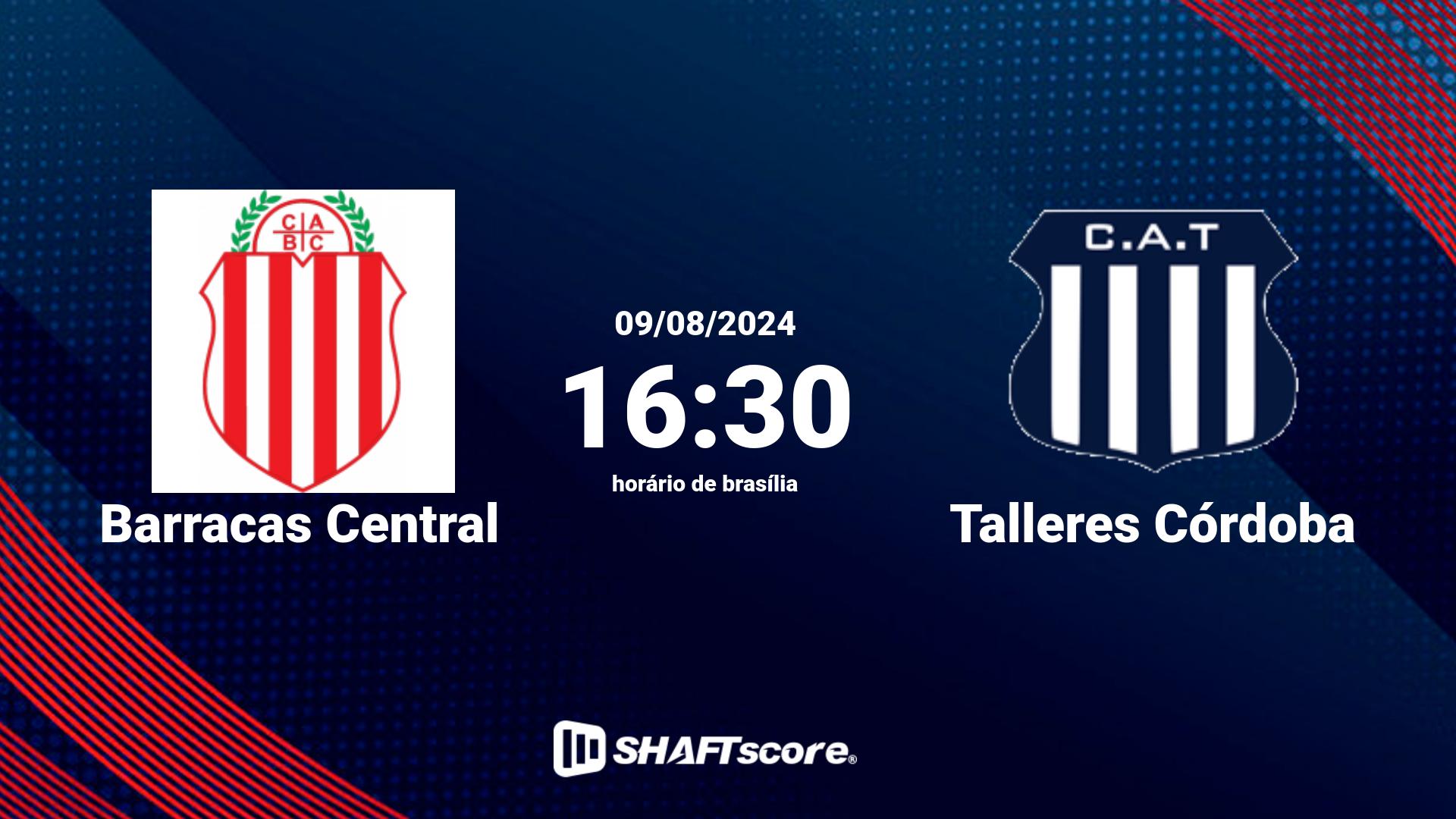 Estatísticas do jogo Barracas Central vs Talleres Córdoba 09.08 16:30