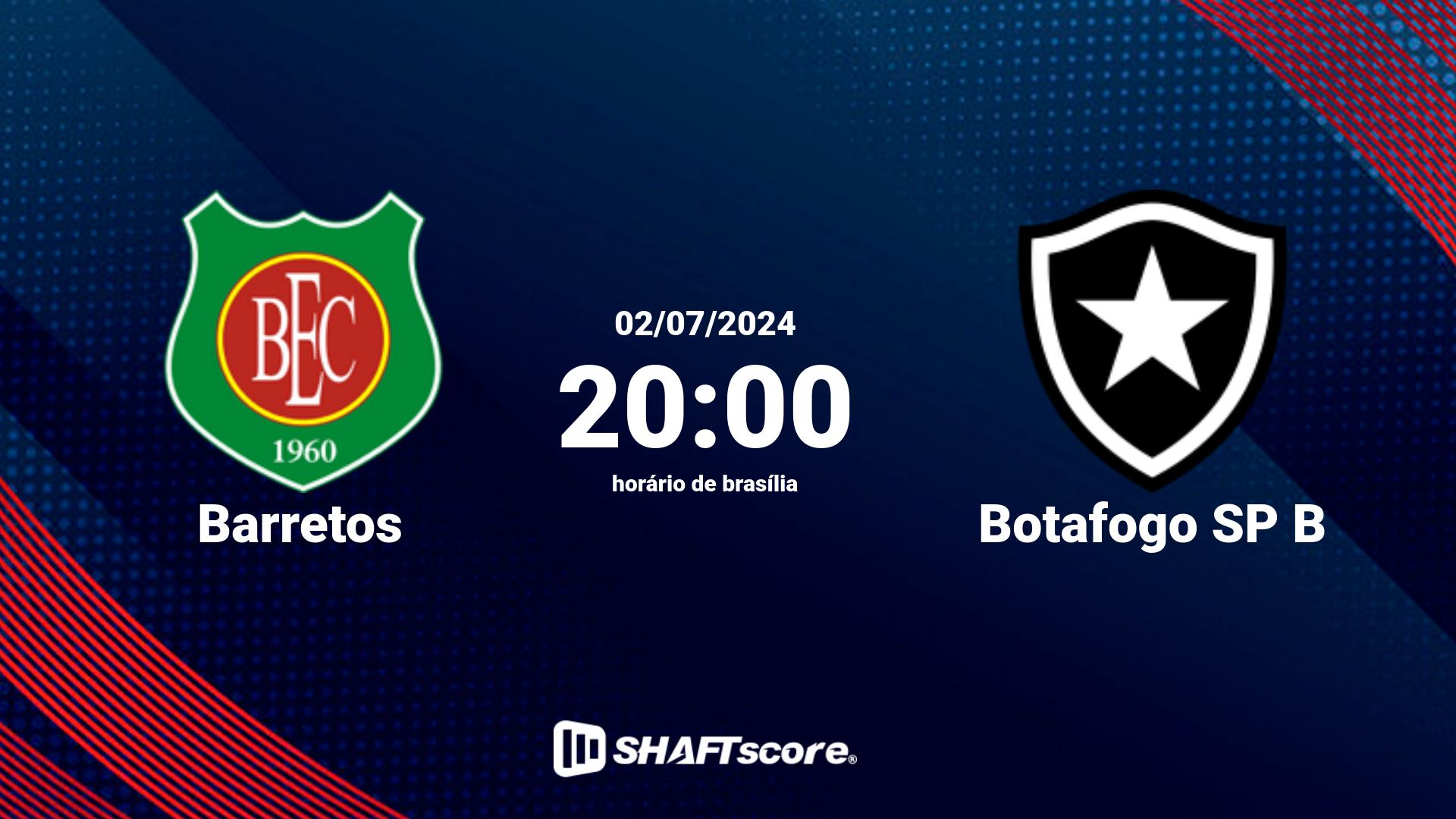 Estatísticas do jogo Barretos vs Botafogo SP B 02.07 20:00