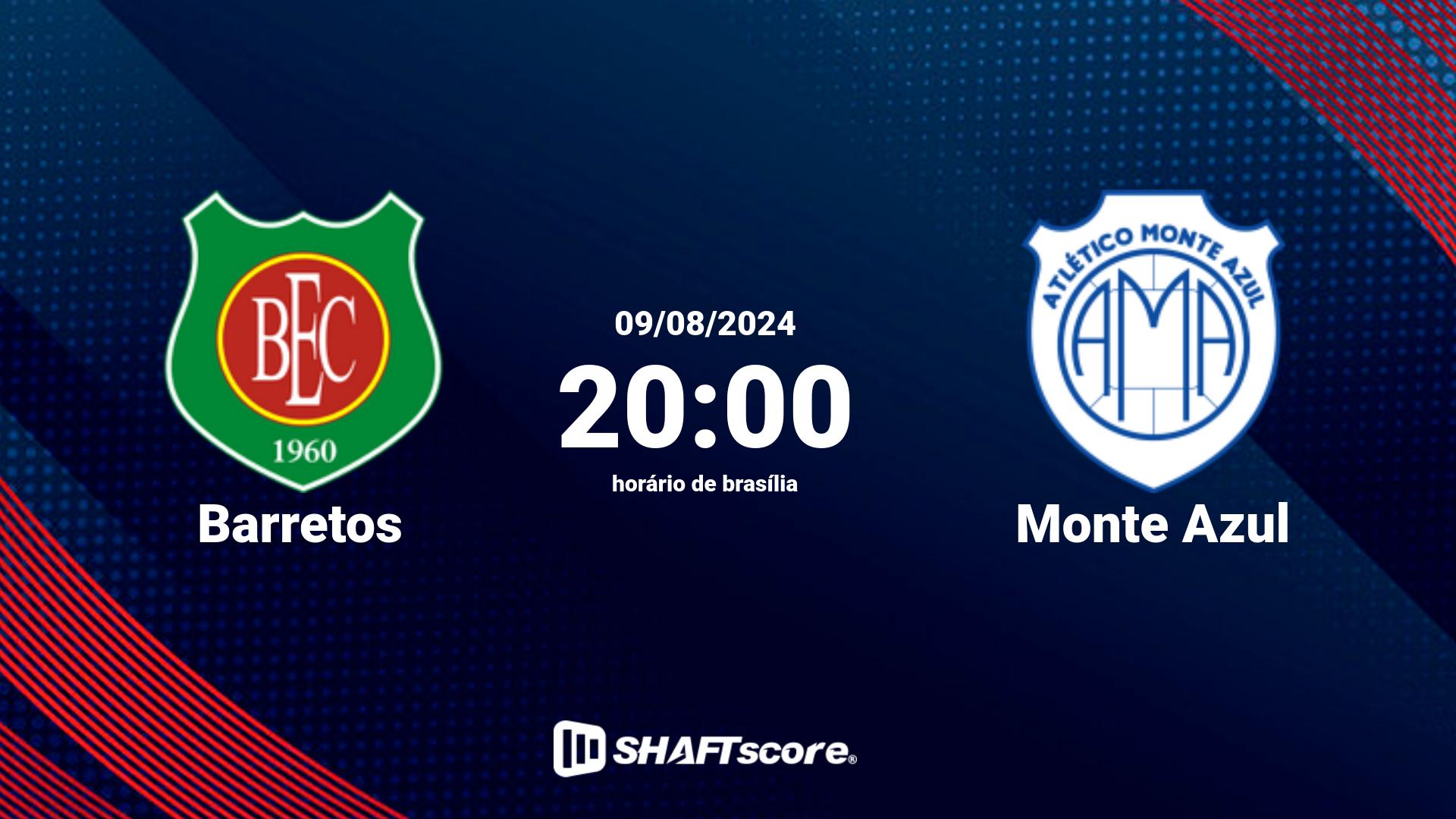 Estatísticas do jogo Barretos vs Monte Azul 09.08 20:00