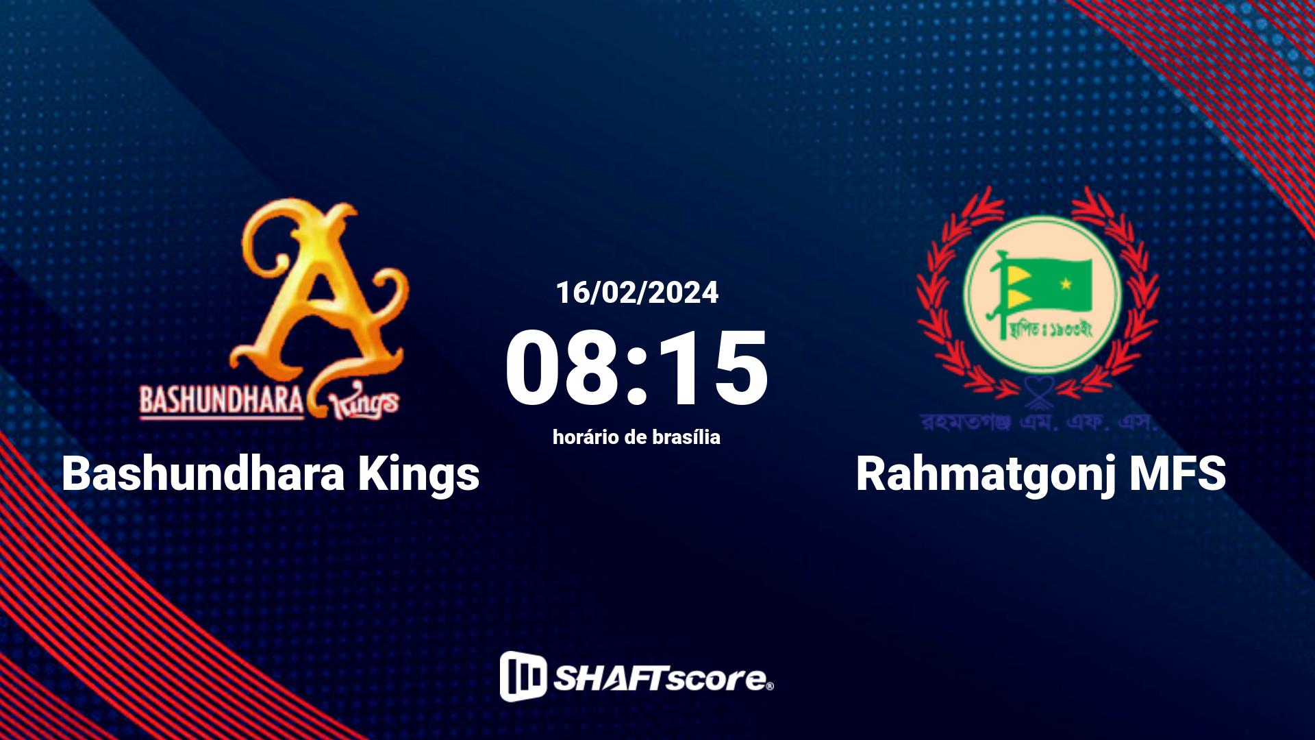 Estatísticas do jogo Bashundhara Kings vs Rahmatgonj MFS 16.02 08:15