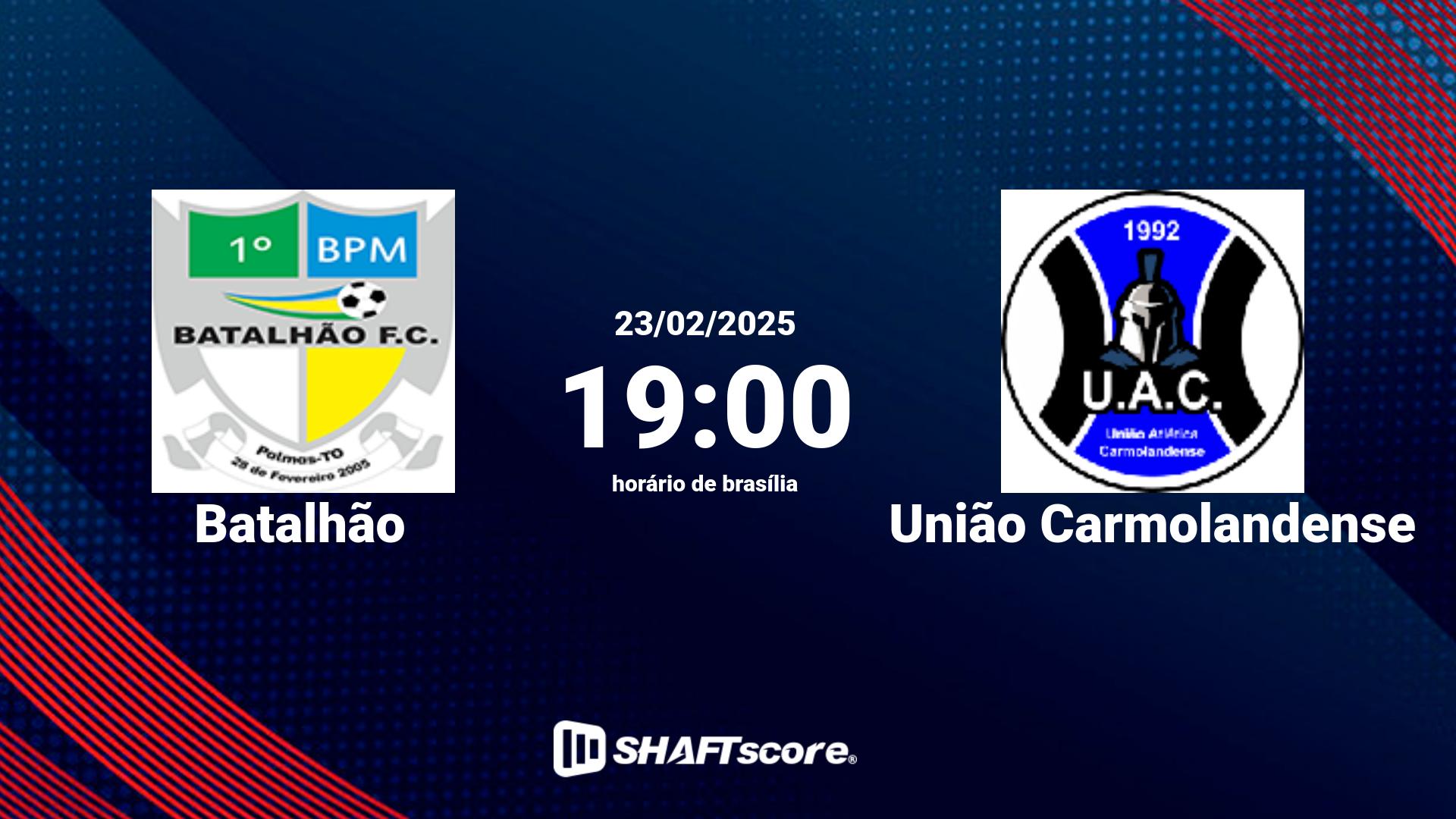 Estatísticas do jogo Batalhão vs União Carmolandense 23.02 19:00