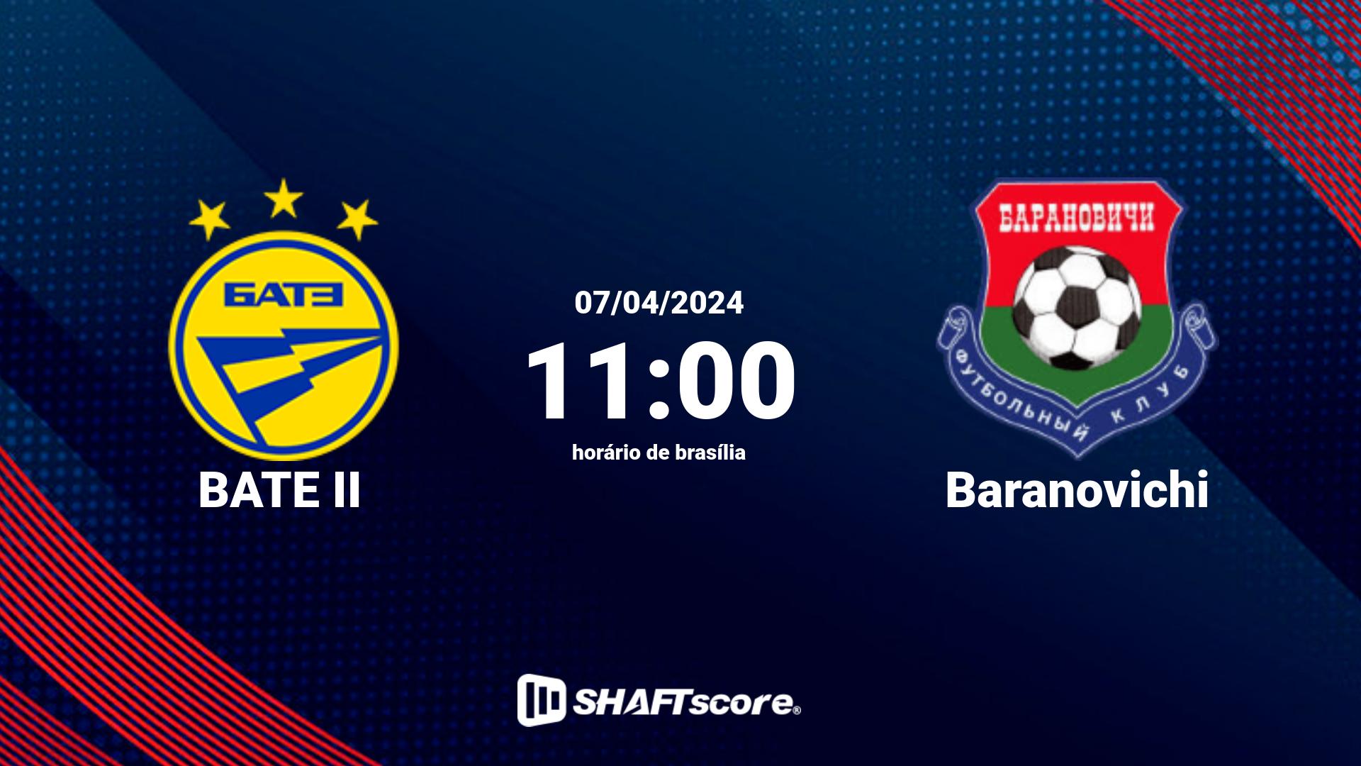 Estatísticas do jogo BATE II vs Baranovichi 07.04 11:00