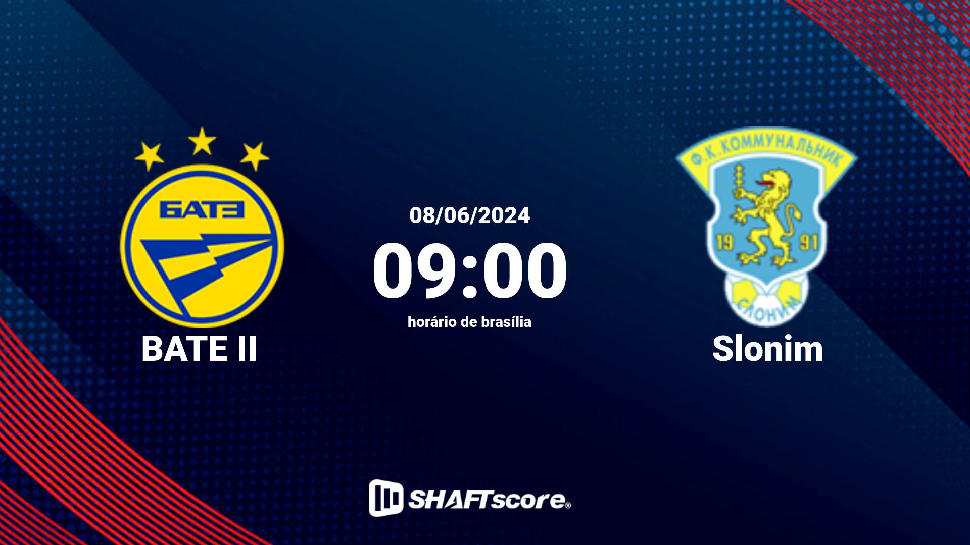 Estatísticas do jogo BATE II vs Slonim 08.06 09:00