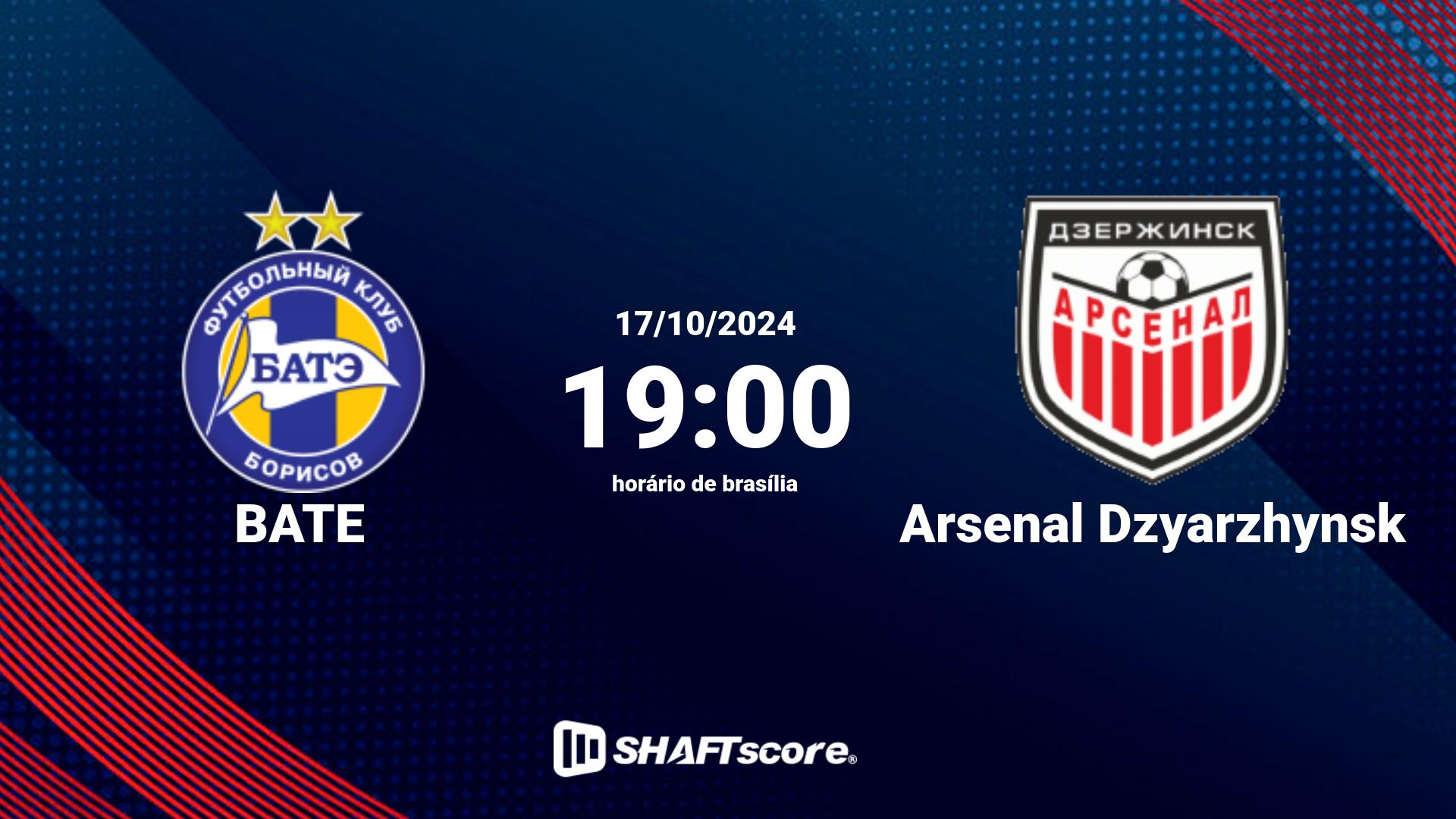 Estatísticas do jogo BATE vs Arsenal Dzyarzhynsk 17.10 19:00