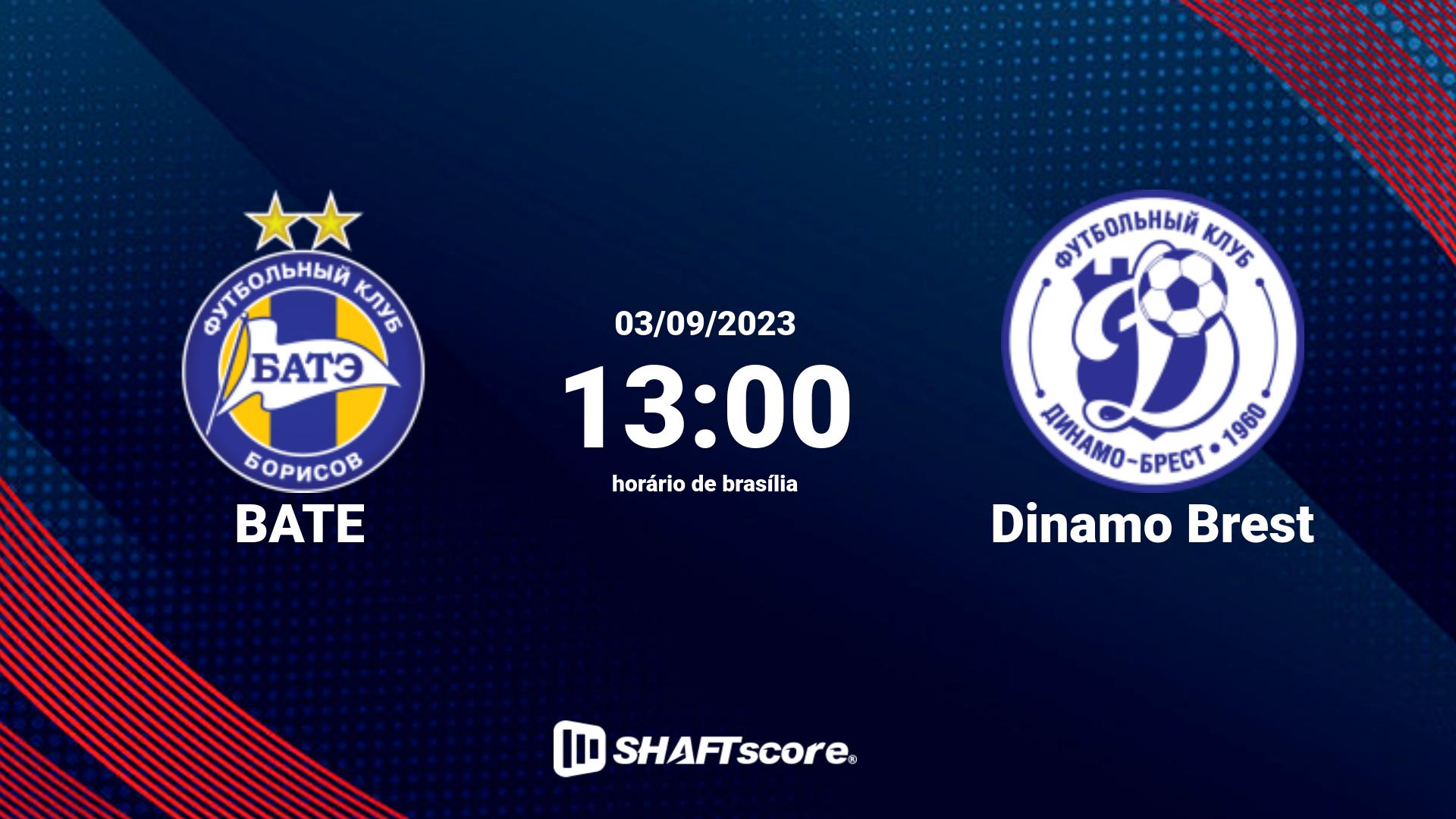 Estatísticas do jogo BATE vs Dinamo Brest 03.09 13:00