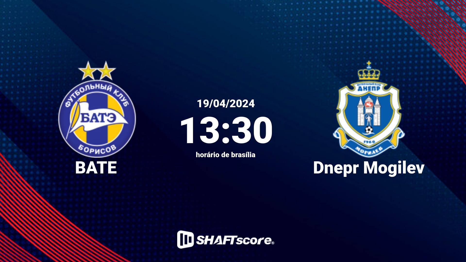 Estatísticas do jogo BATE vs Dnepr Mogilev 19.04 13:30