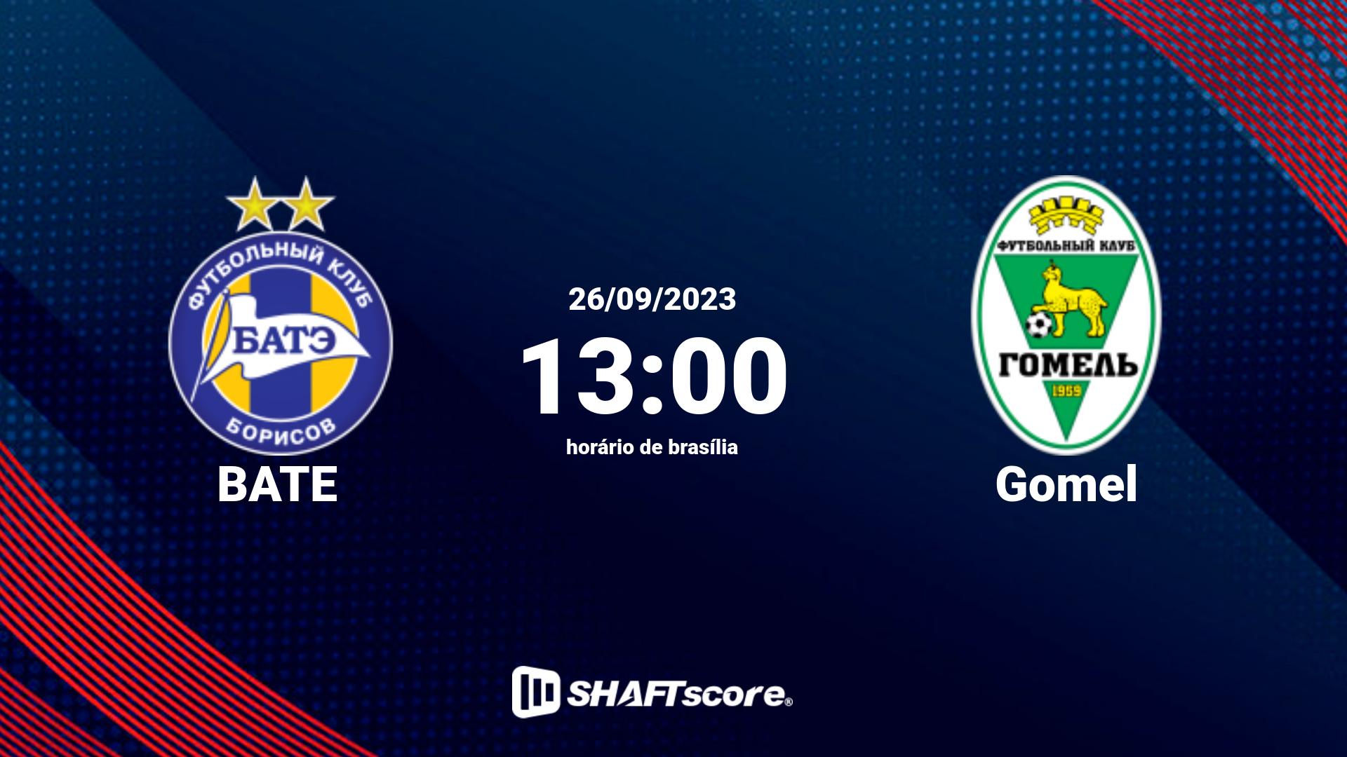 Estatísticas do jogo BATE vs Gomel 26.09 13:00