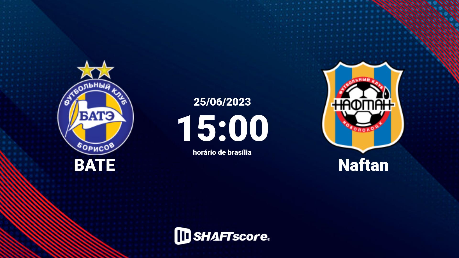 Estatísticas do jogo BATE vs Naftan 25.06 15:00