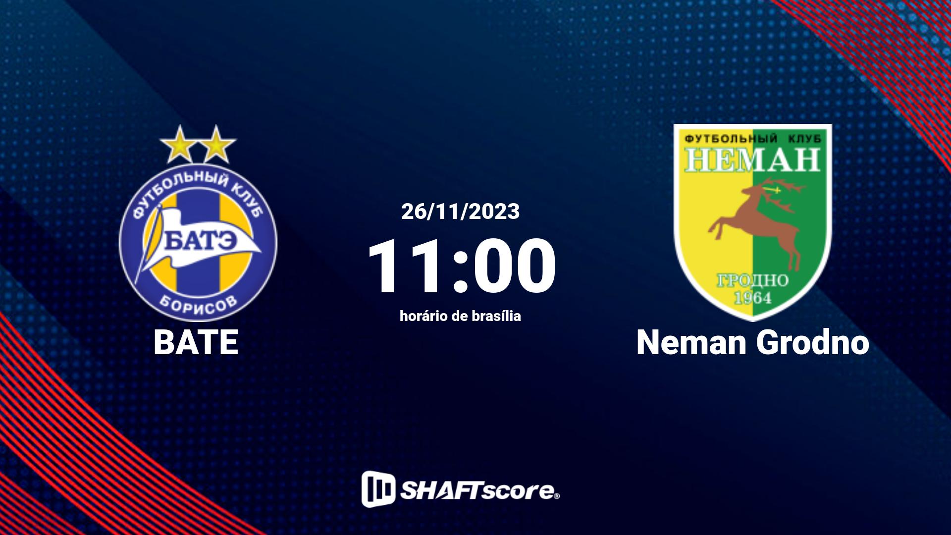 Estatísticas do jogo BATE vs Neman Grodno 26.11 11:00