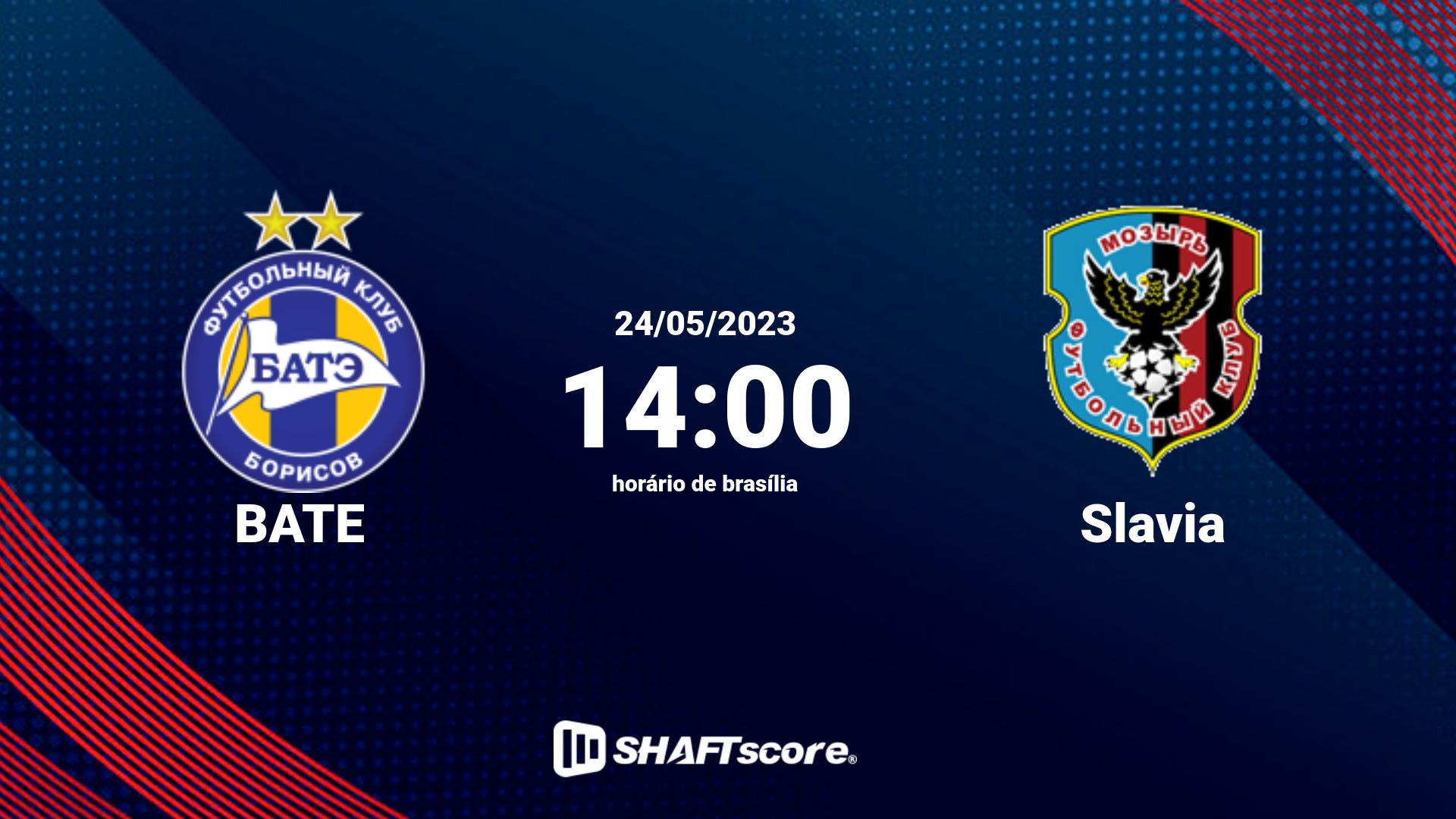 Estatísticas do jogo BATE vs Slavia 24.05 14:00