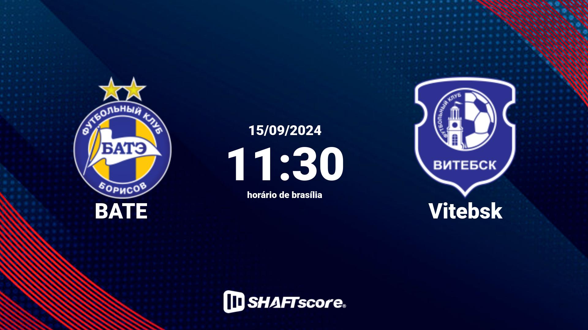 Estatísticas do jogo BATE vs Vitebsk 15.09 11:30