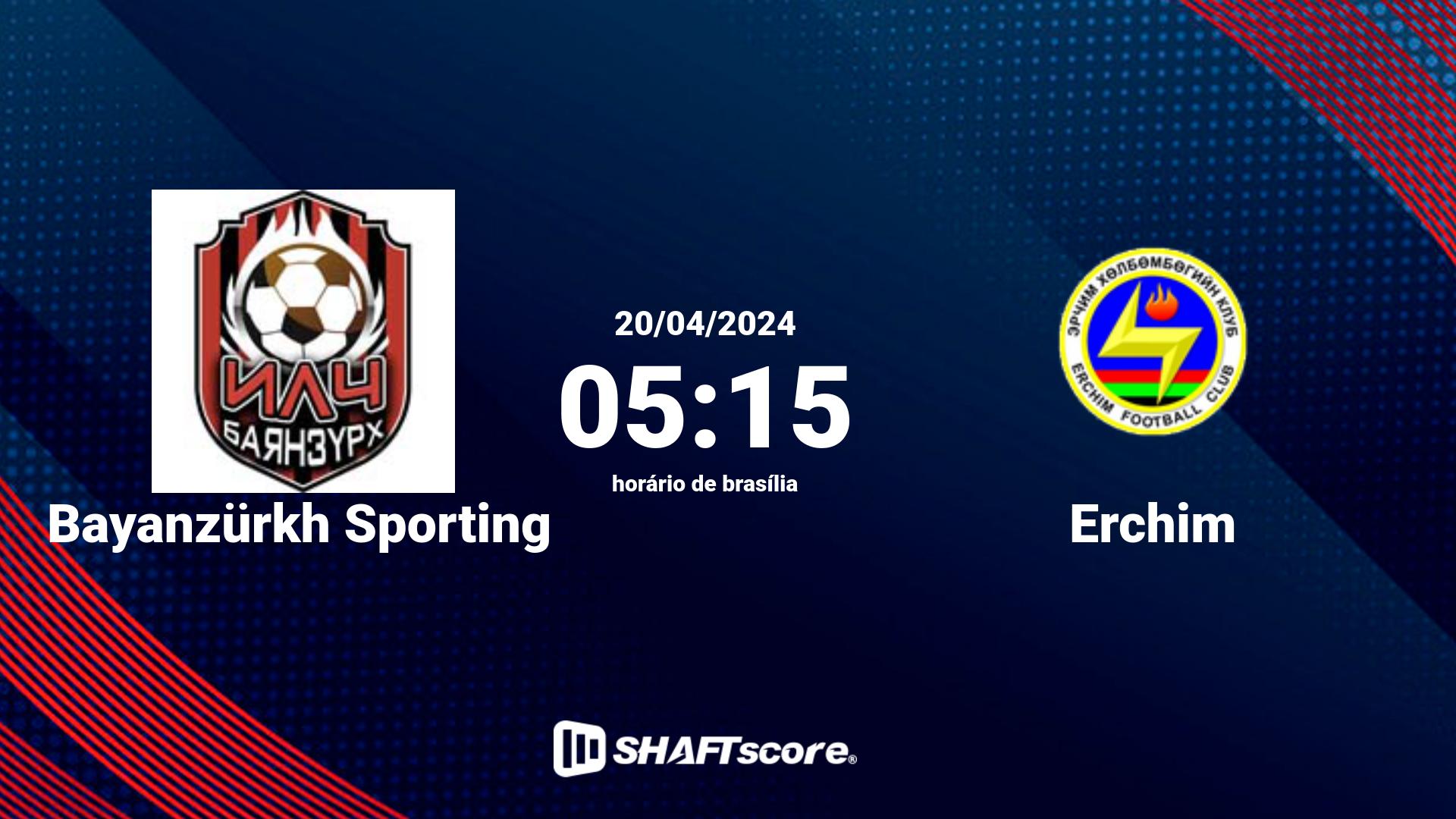 Estatísticas do jogo Bayanzürkh Sporting vs Erchim 20.04 05:15