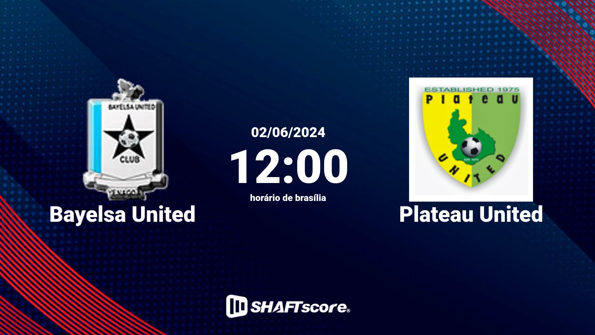 Estatísticas do jogo Bayelsa United vs Plateau United 02.06 12:00